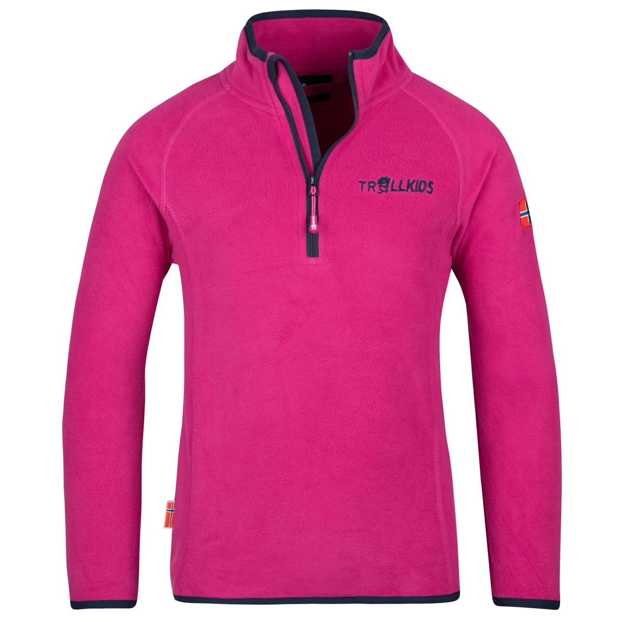 Детски поларен пуловер Trollkids Kid's Nordland Half Zip Fleece jumper - Fireberry / Navy