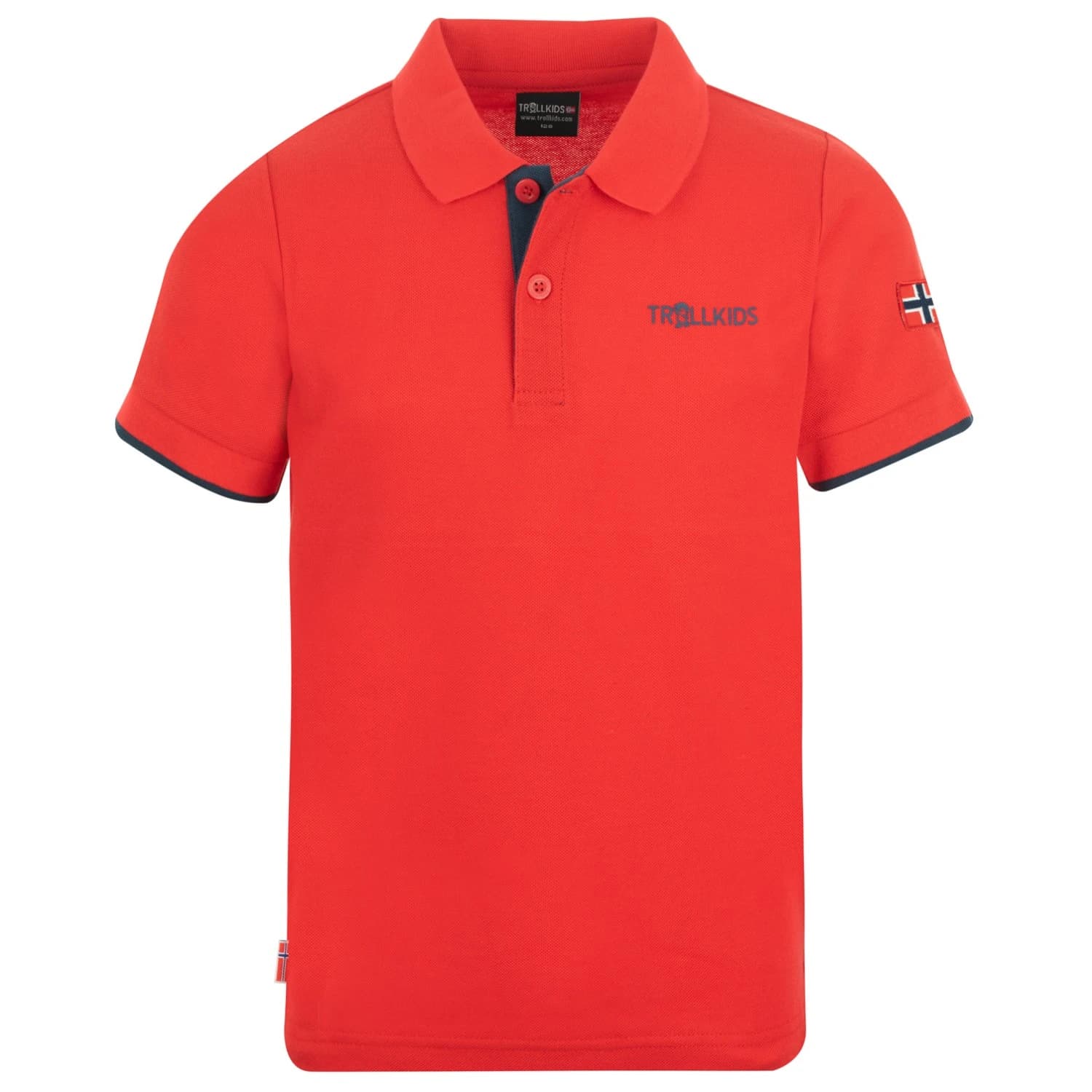 Детска поло тениска Trollkids Kid's Bergen Polo XT Polo shirt - Bright Red / Mystic Blue