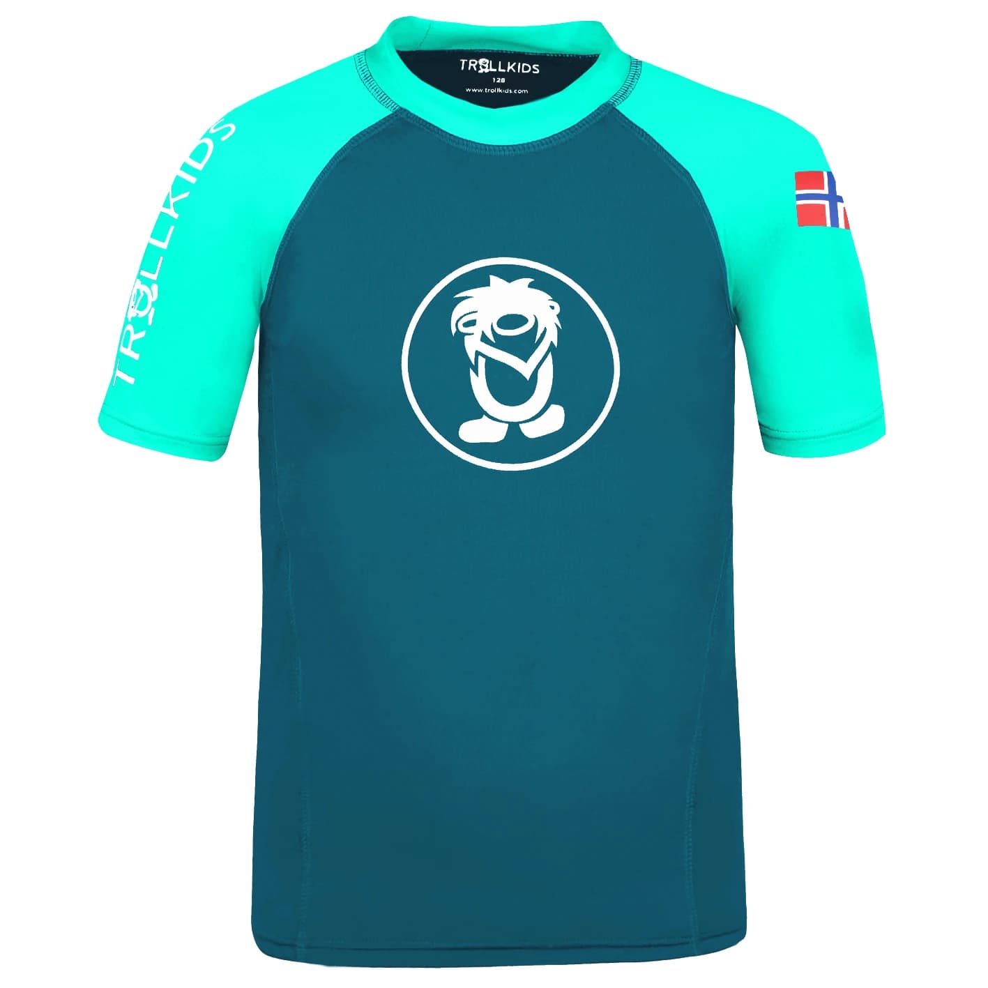 Детска плажна тениска от ликра Trollkids Kid's Kvalvika T Sport shirt - Dark Mint / Petrol
