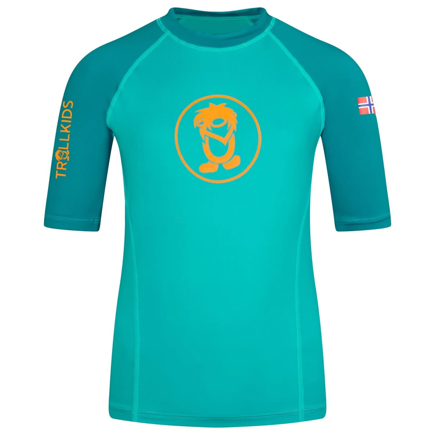 Детска плажна тениска от ликра Trollkids Kid's Kvalvika T Sport shirt - Sea Green / Lagoon Green