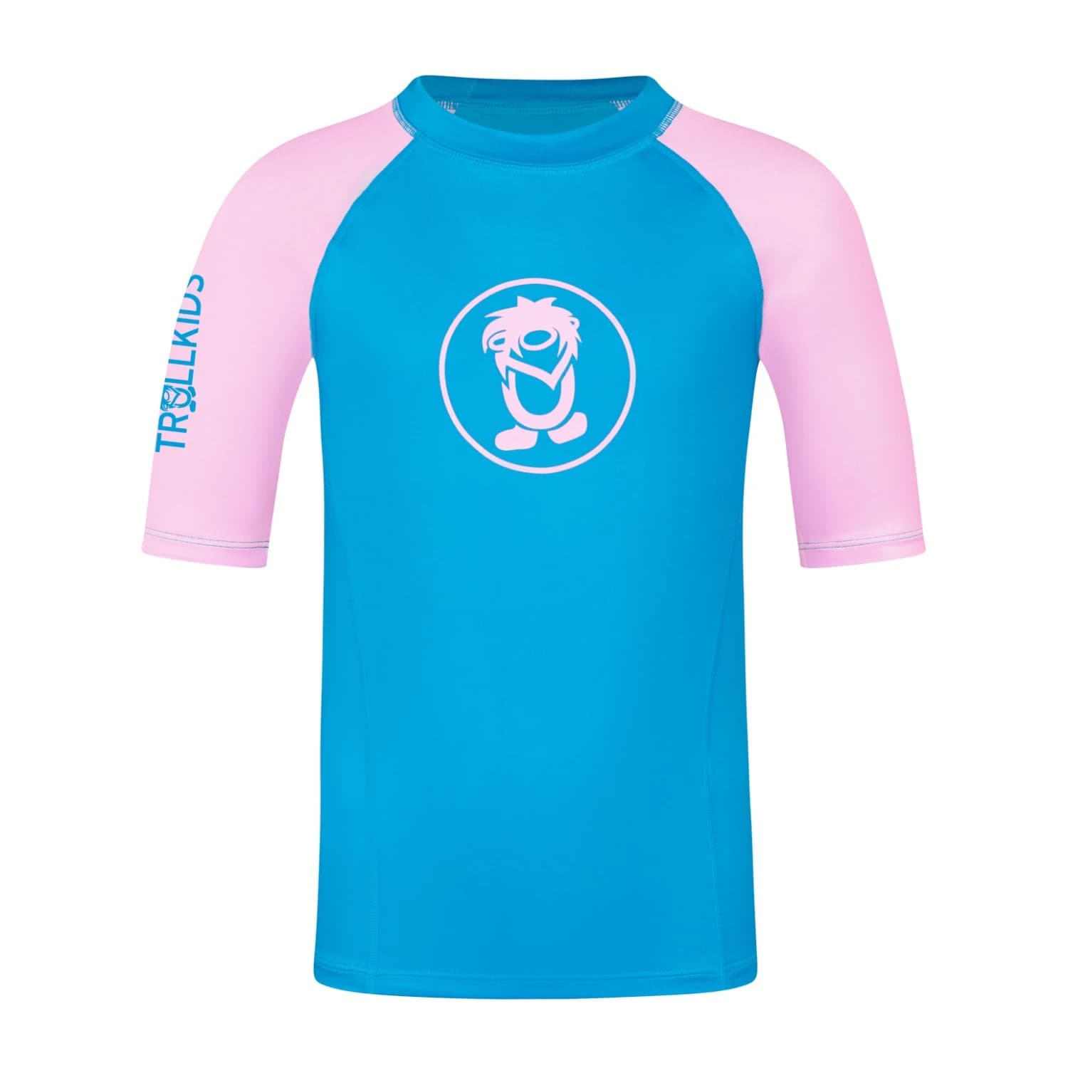 Детска плажна тениска от ликра Trollkids Kid's Kvalvika T Sport shirt - Dynamic Blue / Candy Pink