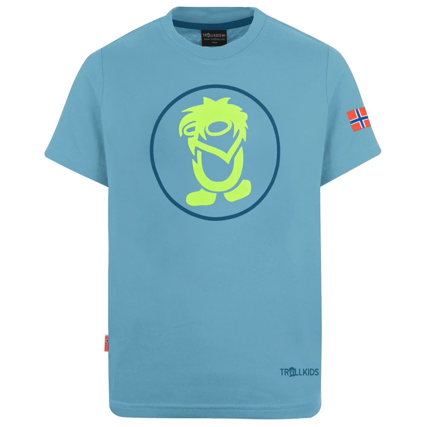 Детска тениска Trollkids Kid's Troll T T-shirt - Dolphin Blue / Lime