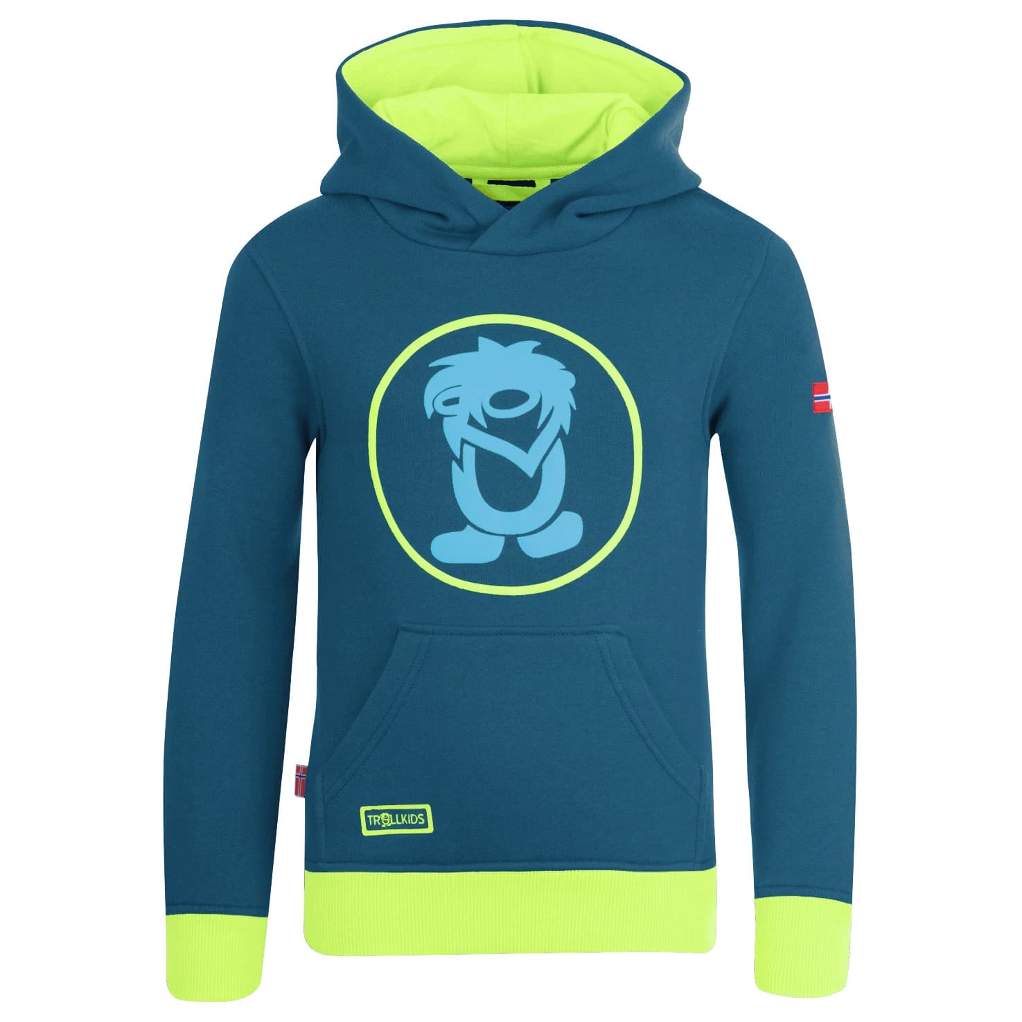 Детски суичър Trollkids Kid's Troll Sweater Hoodie - Petrol / Lime