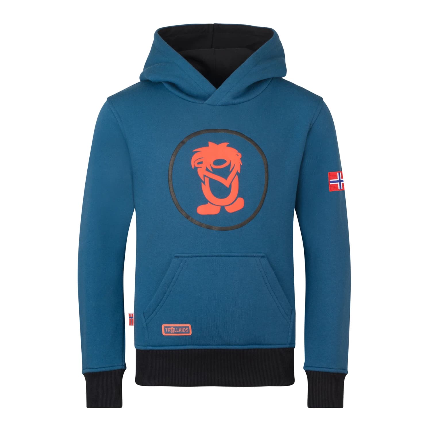 Детски суичър Trollkids Kid's Troll Sweater Hoodie - Nordic Blue / Black / Flame Orange