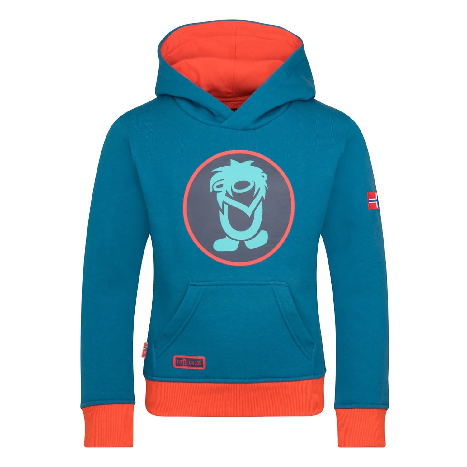 Детски суичър Trollkids Kid's Troll Sweater Hoodie - Summernight Blue / Red Clay