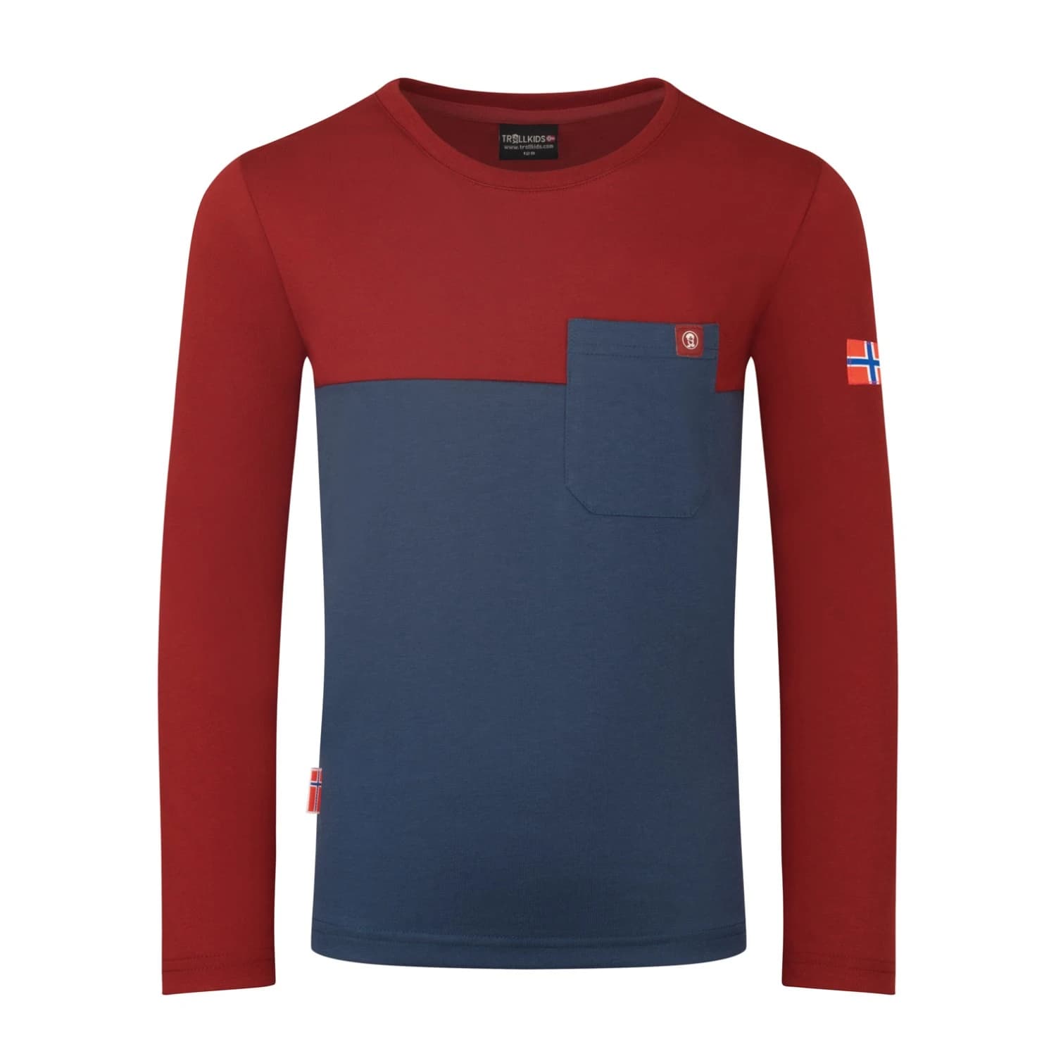 Детска блуза с дълъг ръкав Trollkids Kid's Bergen Longsleeve Longsleeve - Mystic Blue / Carmin Red