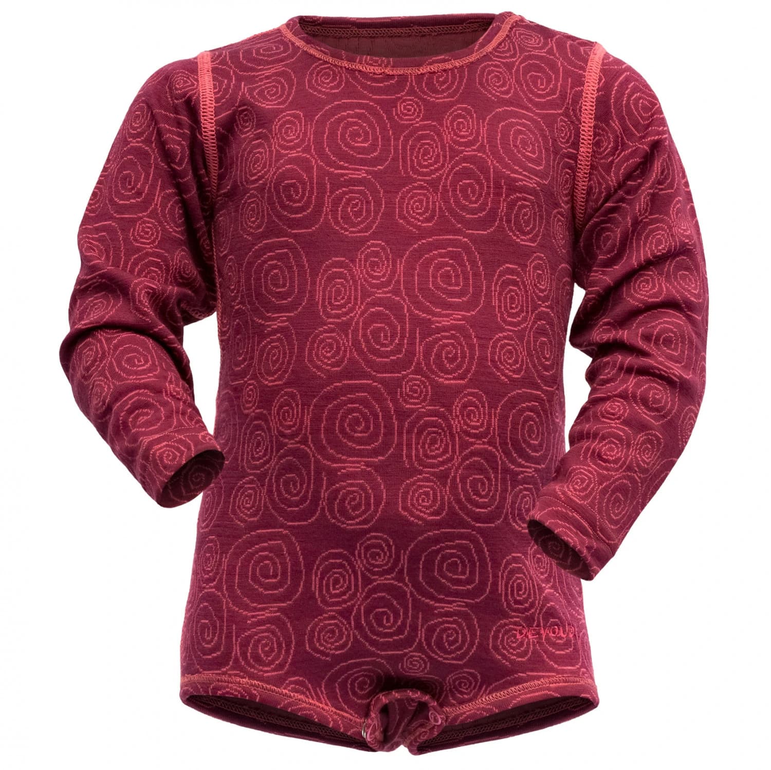 Детски цял костюм Devold Kid's Duo Active Merino Body Overall - Beetroot