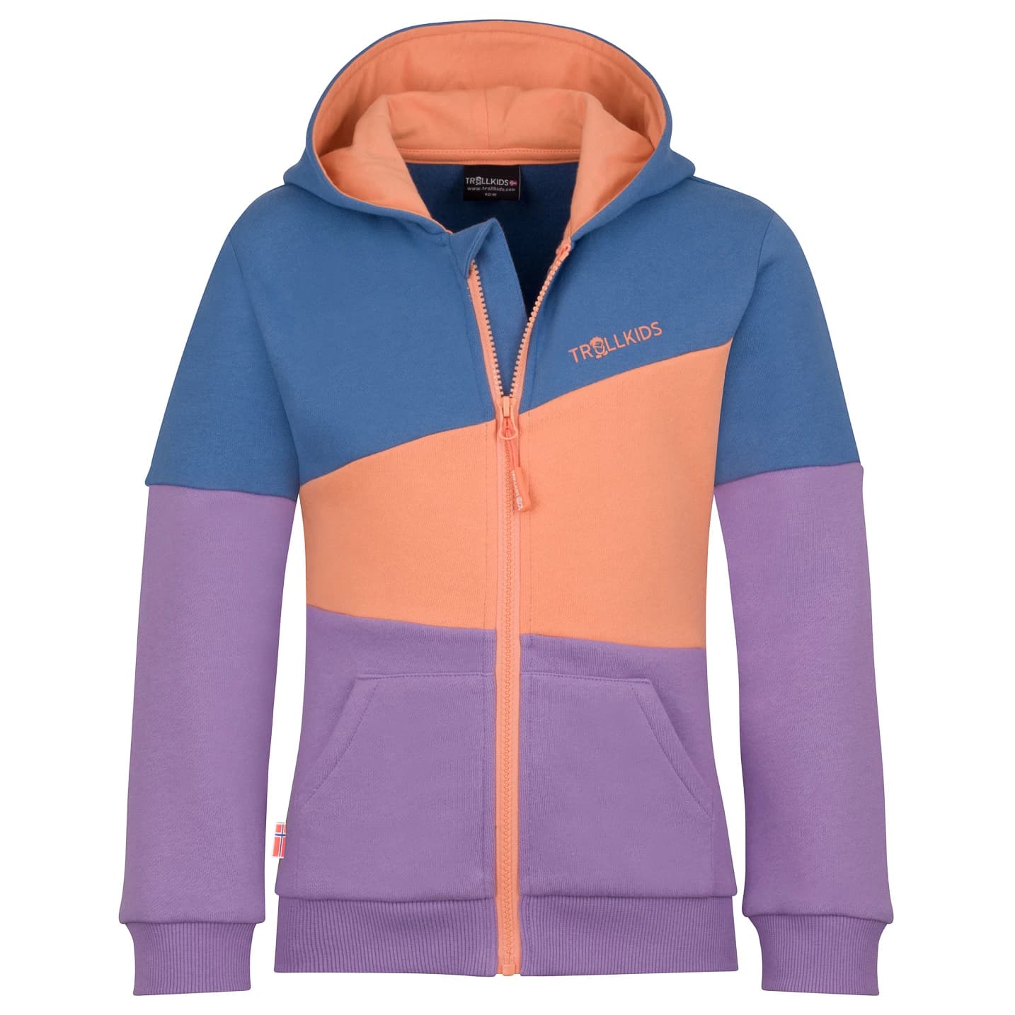 Детски суичър Trollkids Kid's Alesund Sweater Hoodie - Violet Sorbet / Coral Haze