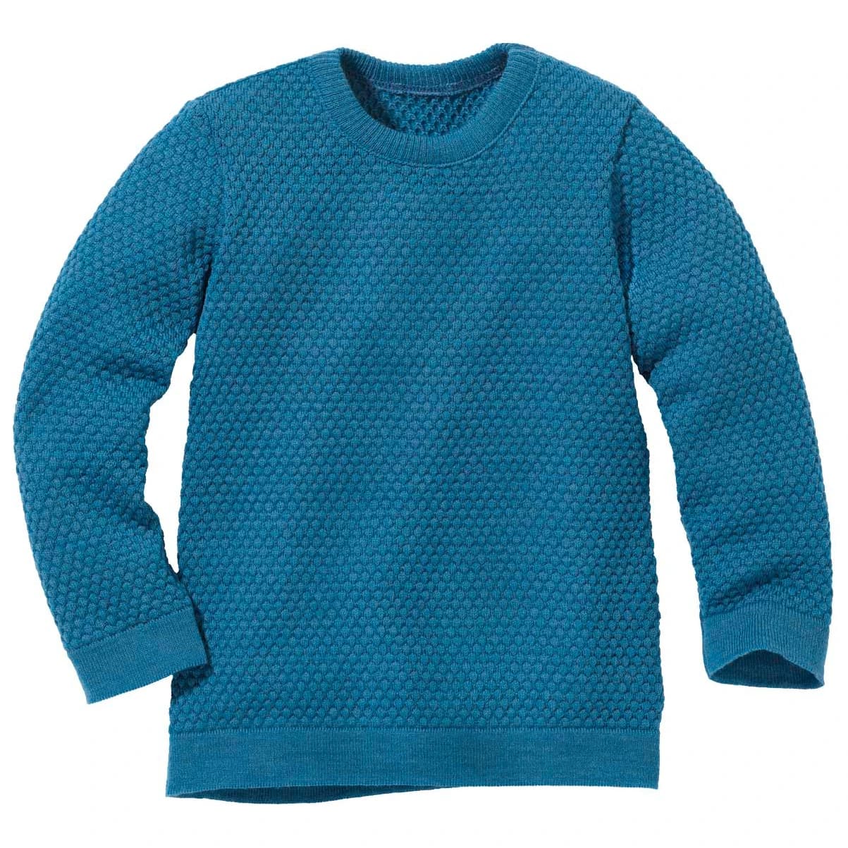 Детски вълнен пуловер Disana Kid's Wabenstrick-Pullover Wool jumper - Taubenblau