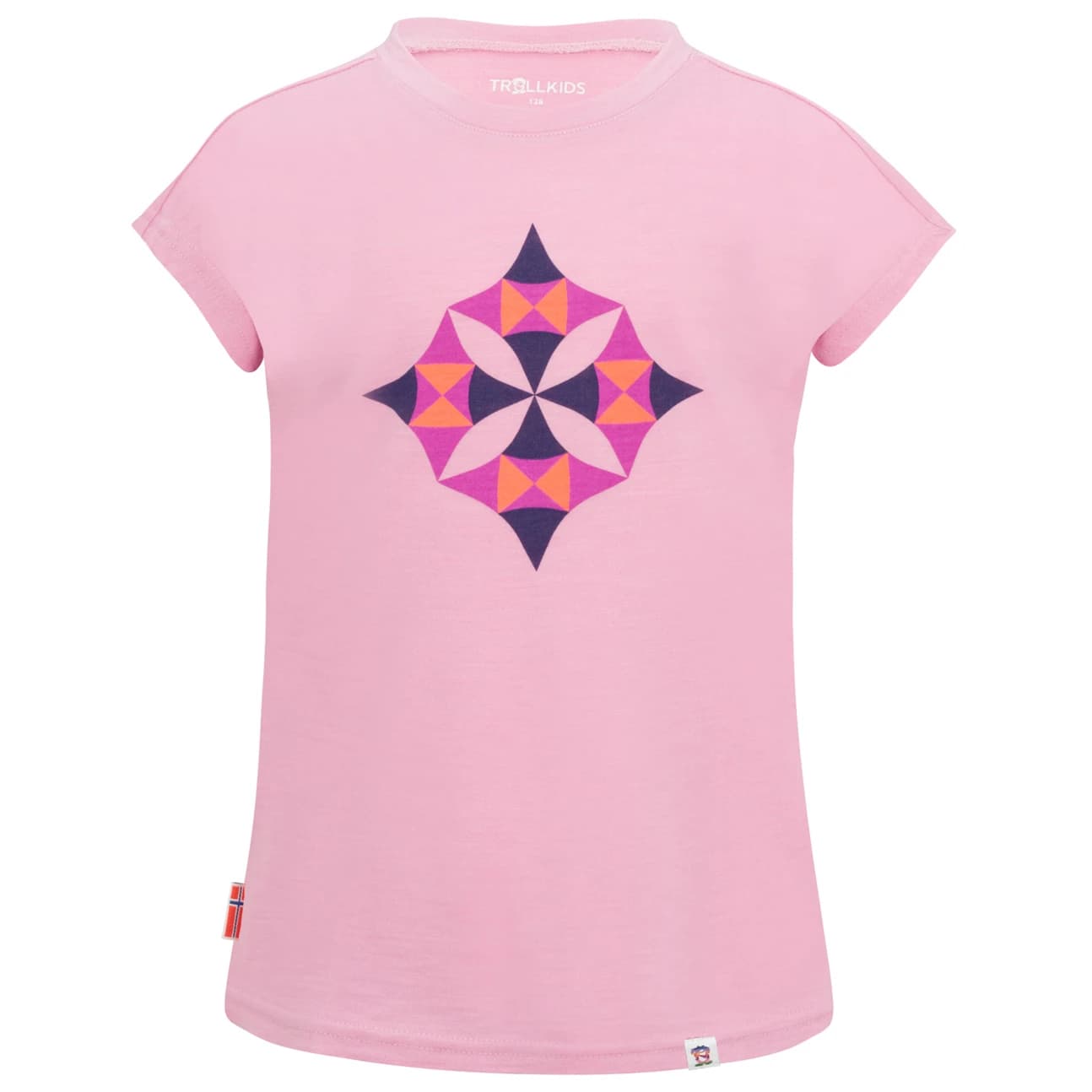 Детска мериносова блуза Trollkids Girl's Sandefjord T Merino shirt - Wild Rose