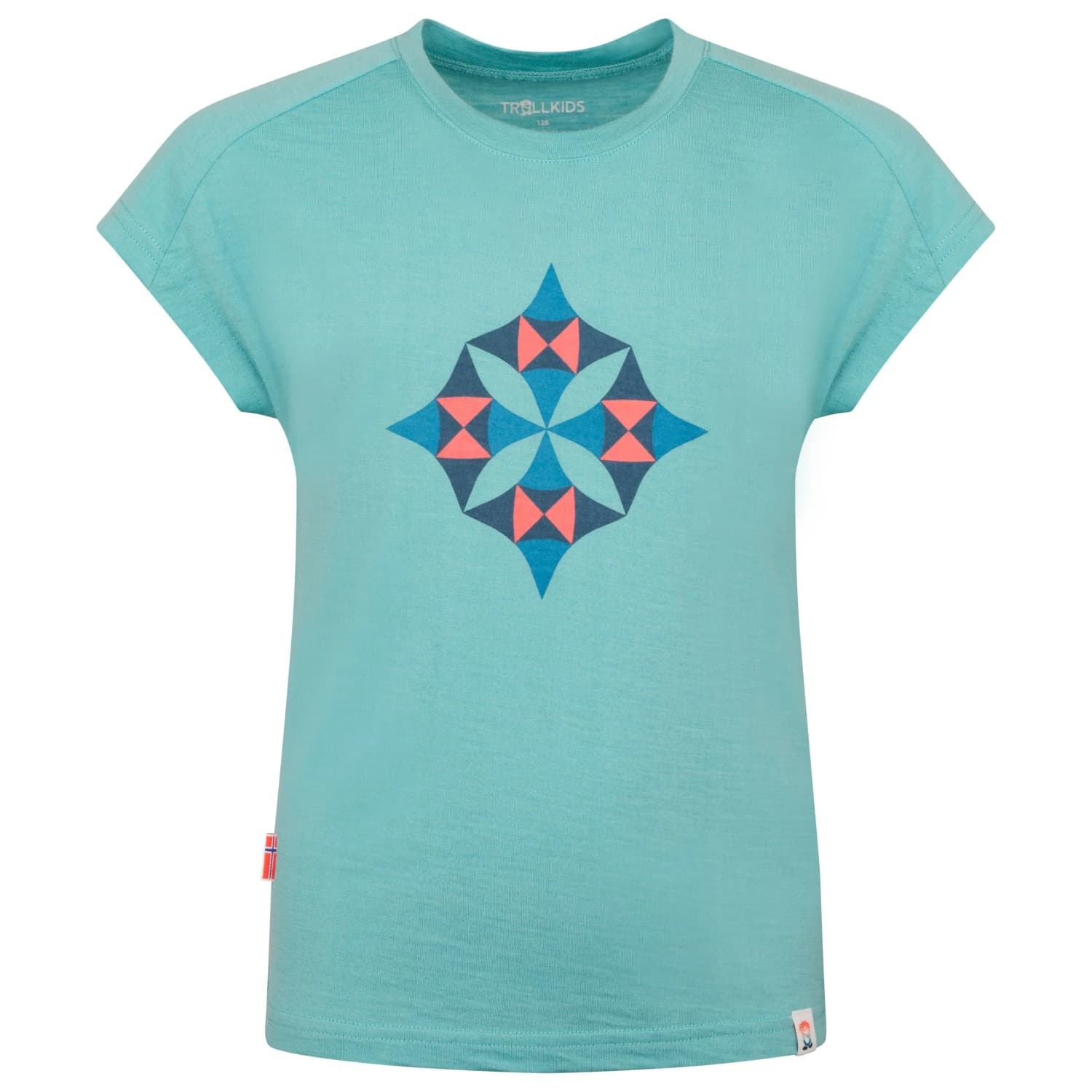 Детска мериносова блуза Trollkids Girl's Sandefjord T Merino shirt - Aqua Haze