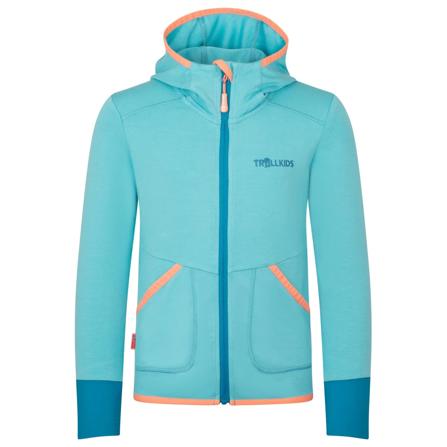 Детско поларено яке Trollkids Girl's Saltfjord Jacket Training jacket - Harbor Blue / Mellow Peach