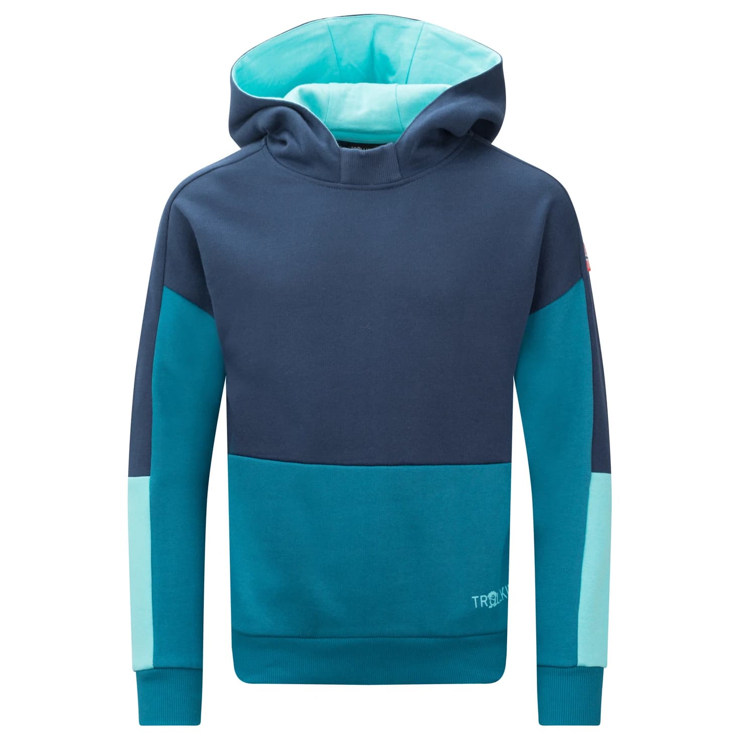 Детски суичър Trollkids Kid's Rondane Sweater Hoodie - Mystic Blue / Dark Marine / Arctic Blue