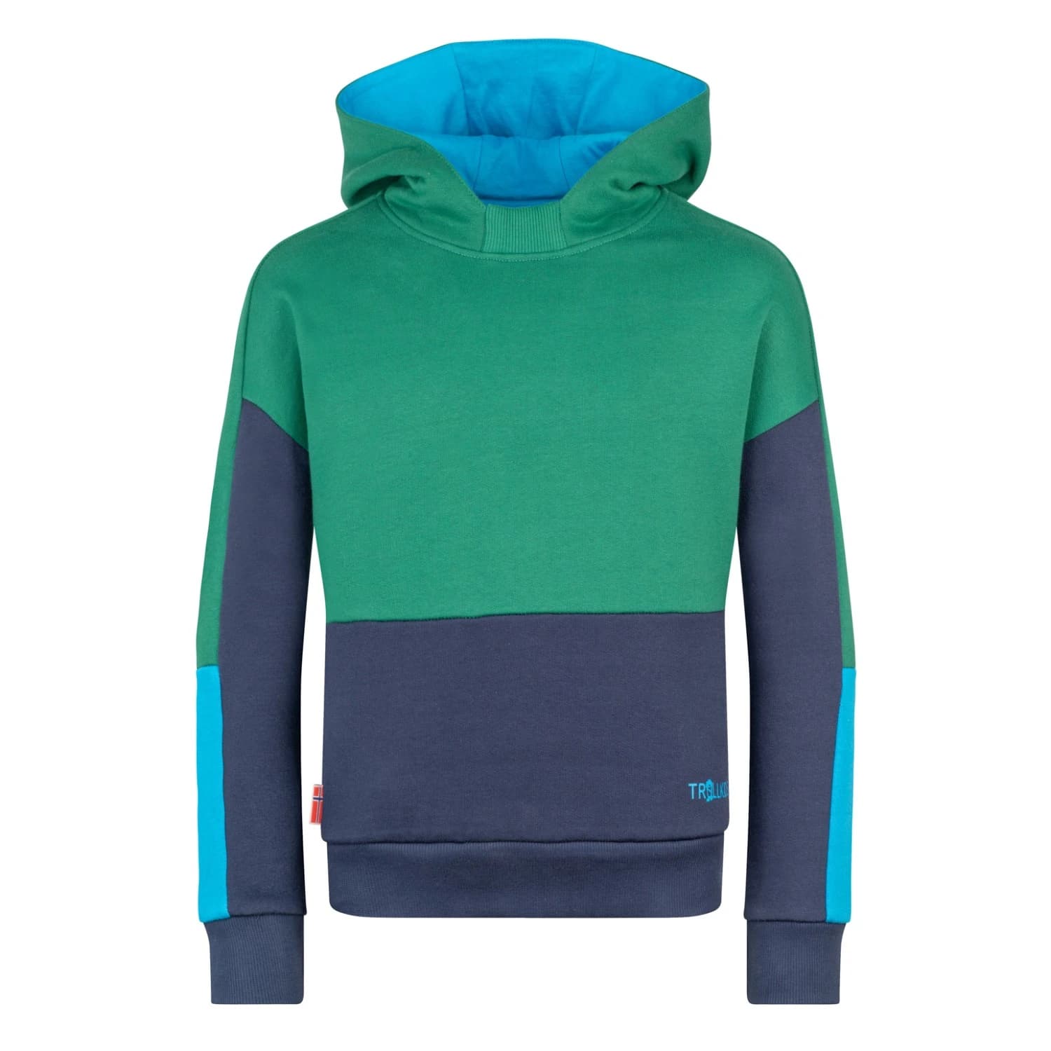 Детски суичър Trollkids Kid's Rondane Sweater Hoodie - Jungle Green / Navy