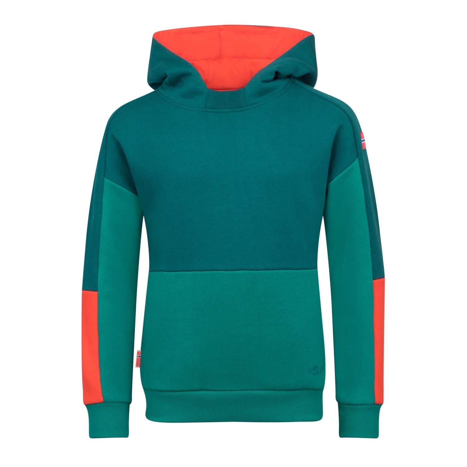 Детски суичър Trollkids Kid's Rondane Sweater Hoodie - Midnight Petrol / Dark Cyan / Chili Red