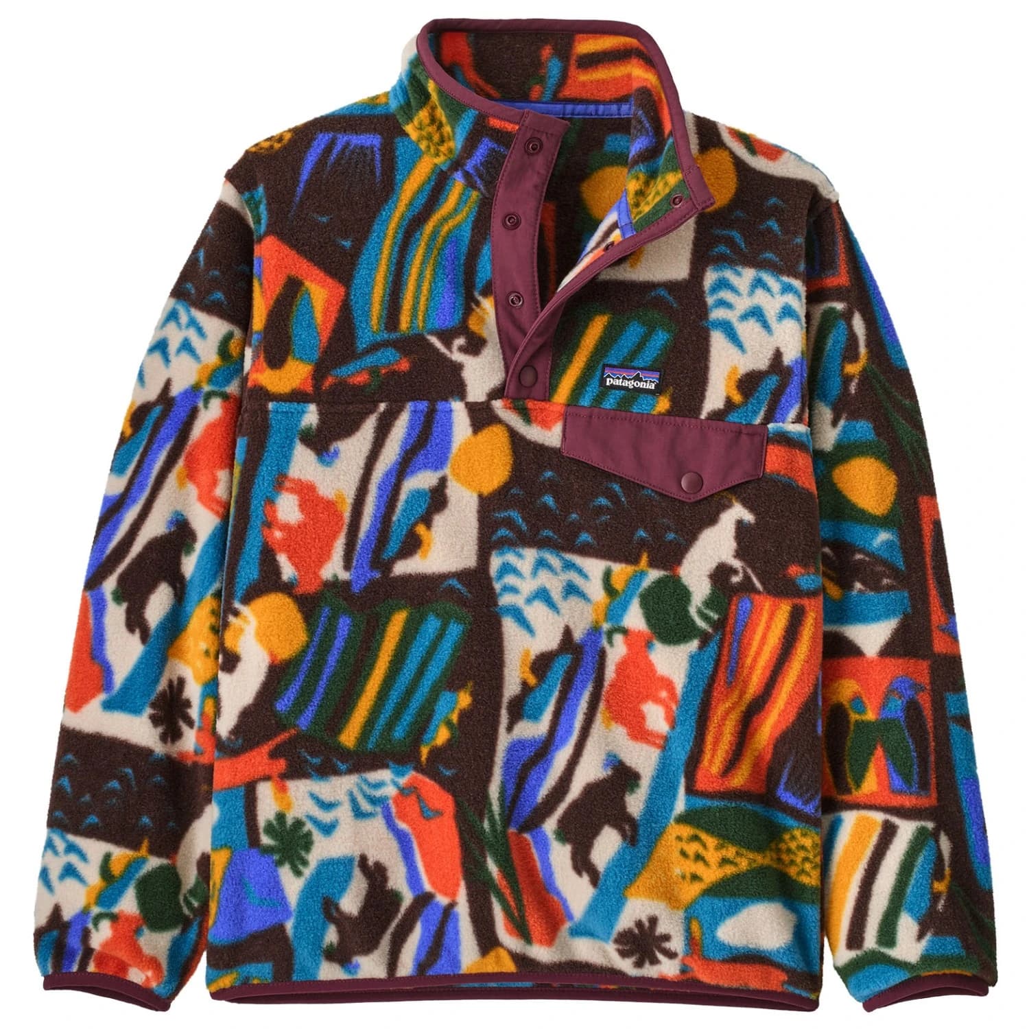 Поларен пуловер Patagonia Boy's Lightweight Synchilla Snap-T Pullover Fleece jumper - Let's Chat: Den Brown