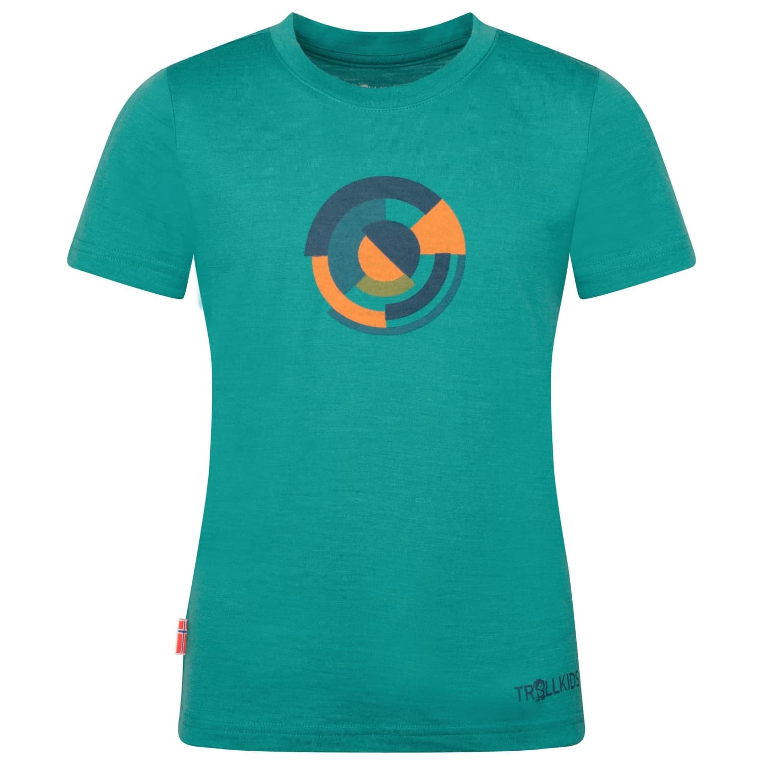 Детска мериносова блуза Trollkids Kid's Sandefjord T-Shirt XT-Shirt Merino shirt - Sea Green