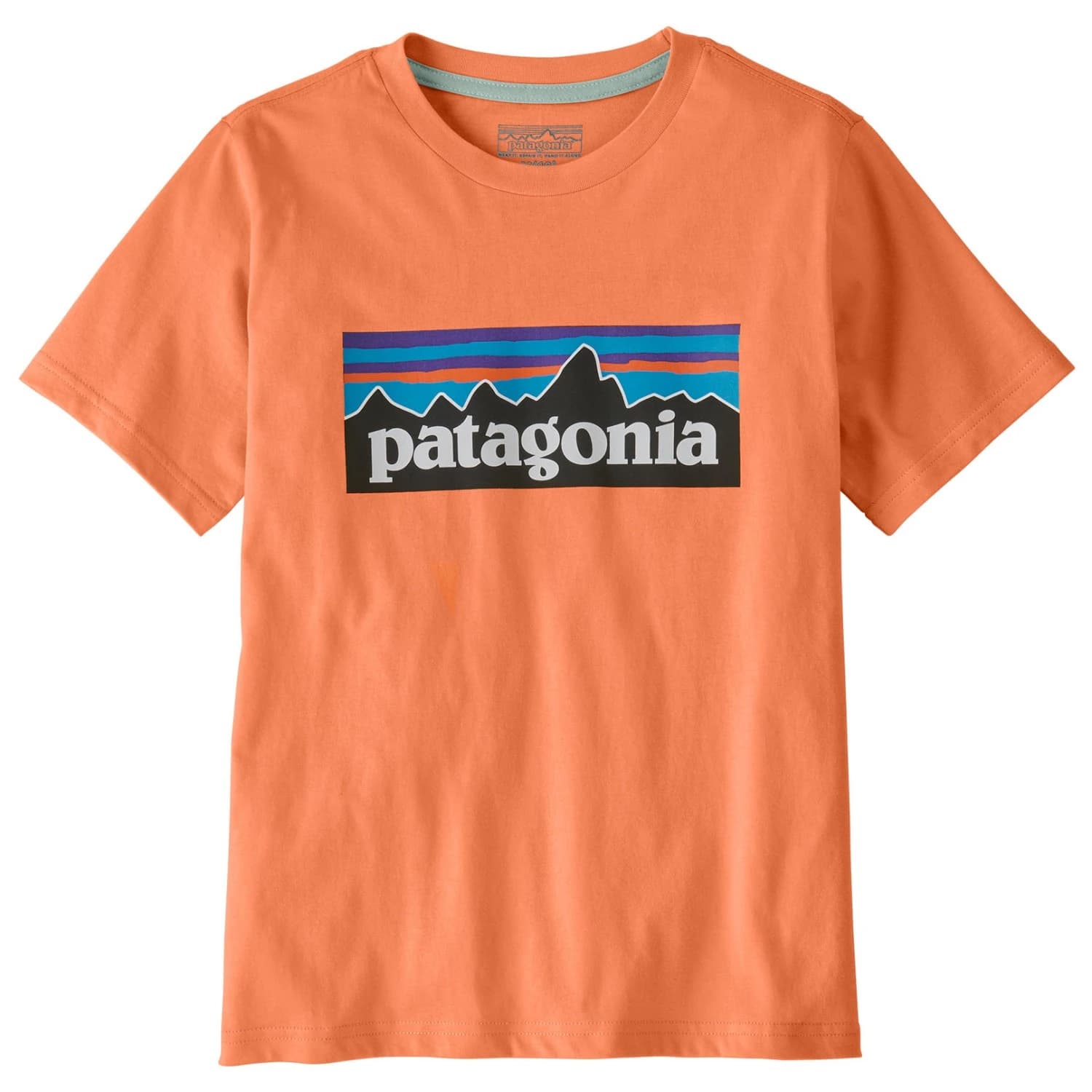 Детска тениска Patagonia Kid's P-6 Logo T-shirt - Peach Sherbet