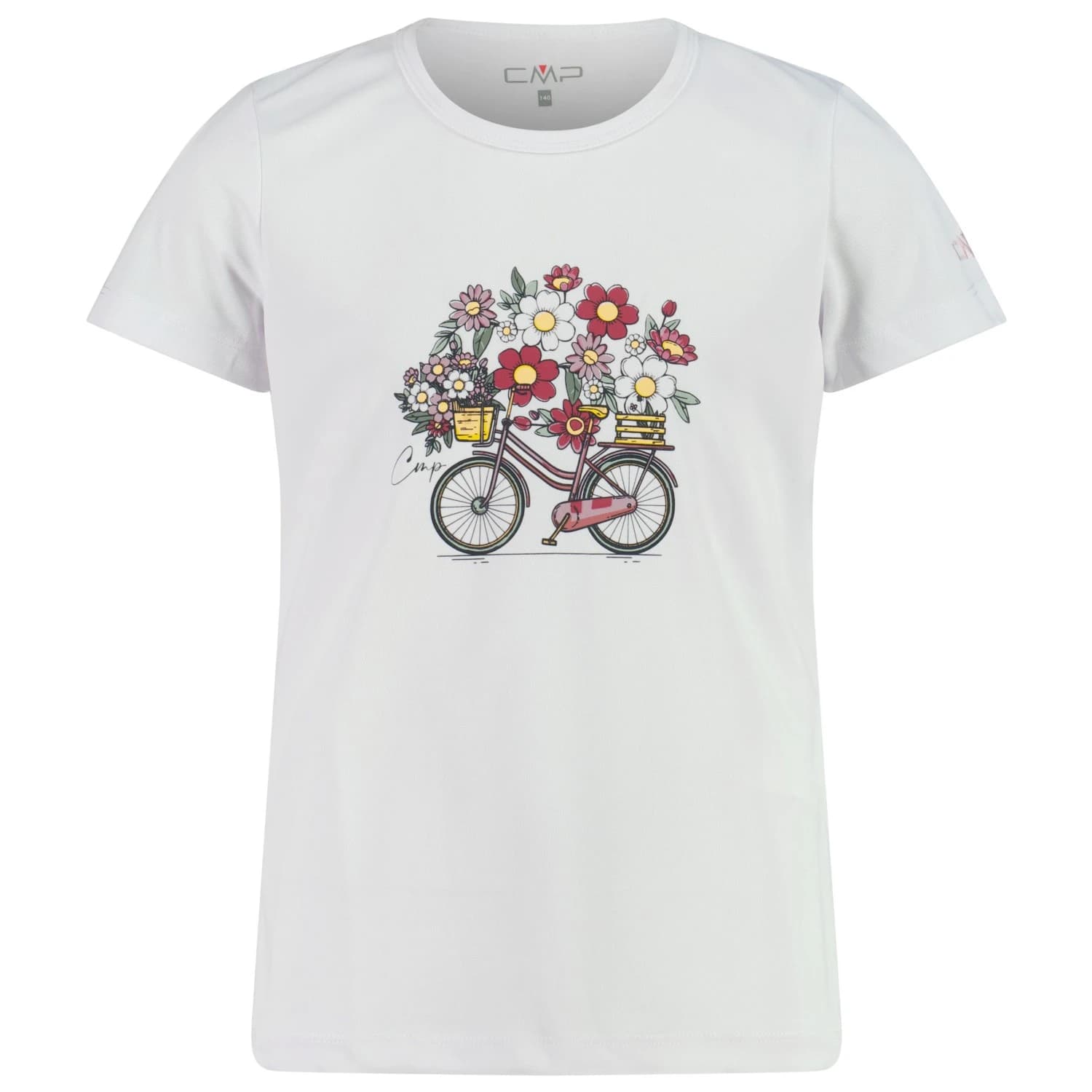 Спортна тениска CMP Girl's T-Shirt Piquet Print Sport shirt - Bianco / Peony / Dawn Pink / Avocado