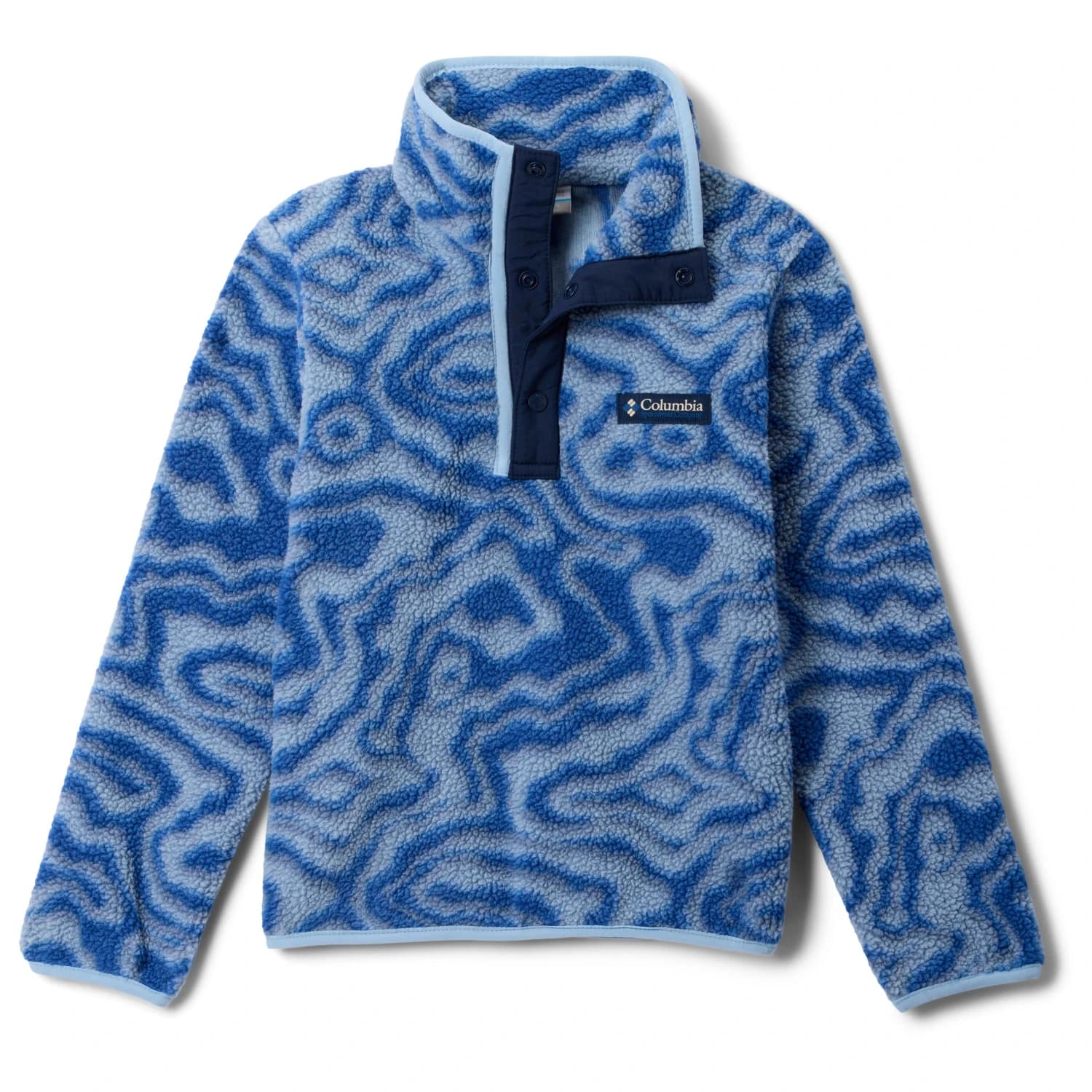 Детски поларен пуловер Columbia Kid's Helvetia II Printed Half Snap Fleece Fleece jumper - Mountain Blue Topoglitch / Coll Navy