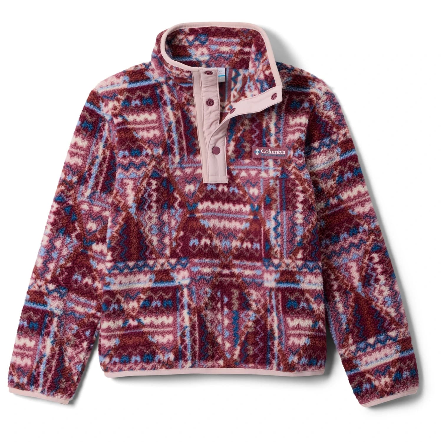 Детски поларен пуловер Columbia Kid's Helvetia II Printed Half Snap Fleece Fleece jumper - Antique Mauve / Geomix