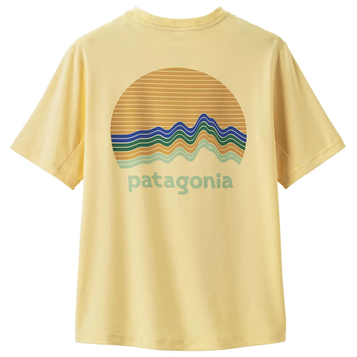 Детска плажна тениска от ликра Patagonia Kid's Cap SW T-Shirt Sport shirt - Ridge Rise Moonlight / Buttercup Yellow
