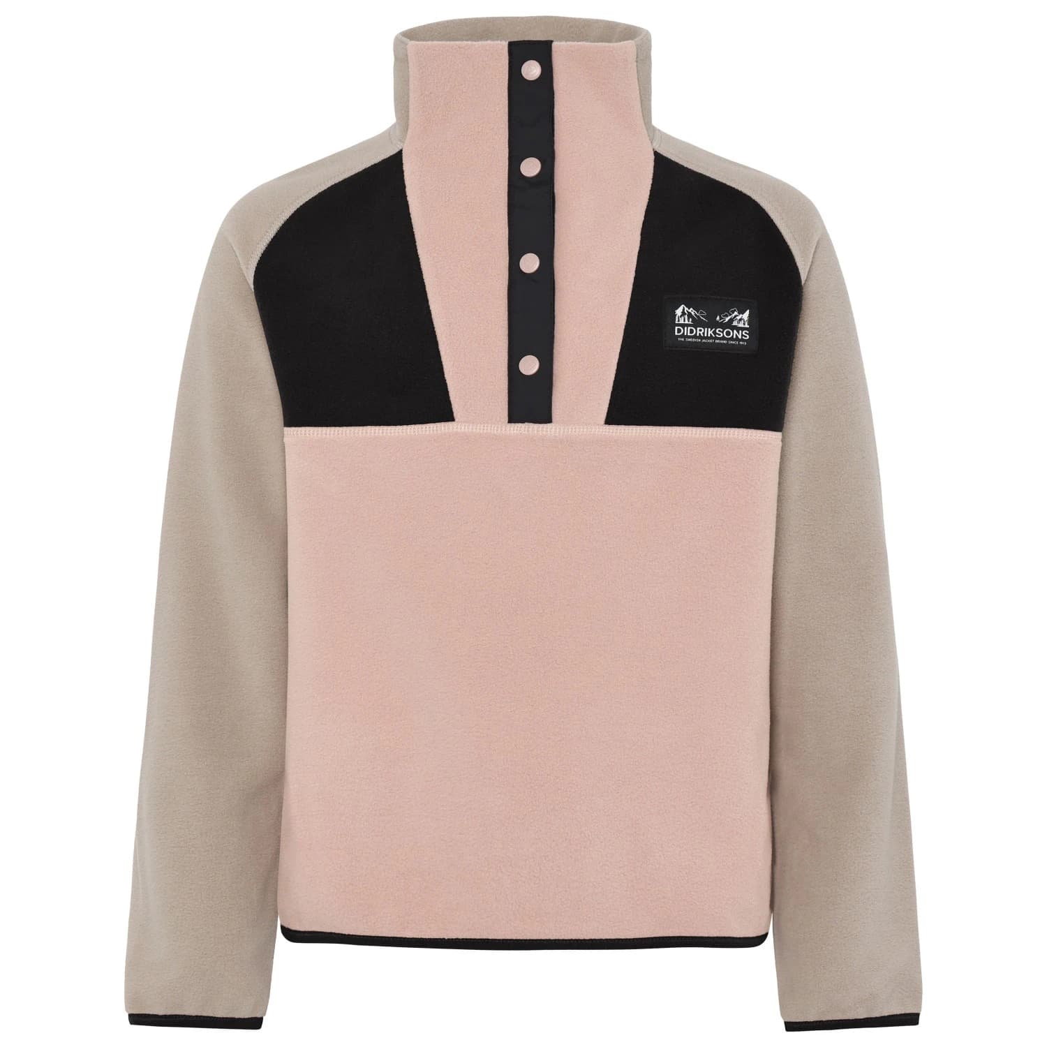 Детски поларен пуловер Didriksons Kid's Yokto Half-Buttons 2 Fleece jumper - Vintage Pink