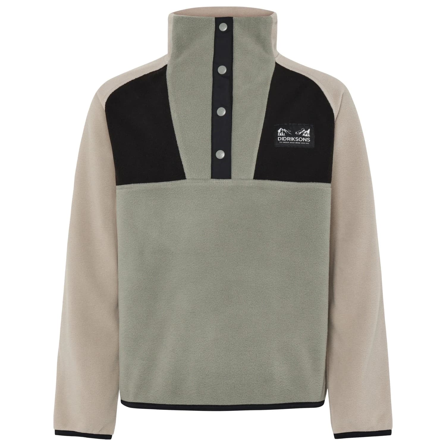 Детски поларен пуловер Didriksons Kid's Yokto Half-Buttons 2 Fleece jumper - Wilted Leaf