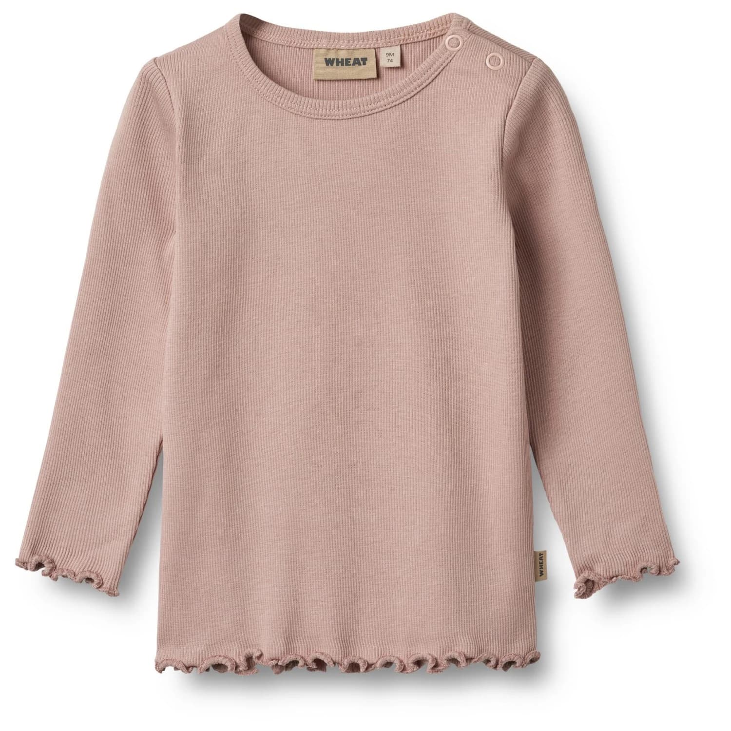 Детска блуза с дълъг ръкав WHEAT Kid's Rib T-Shirt L/S Ida Longsleeve - Rose Powder