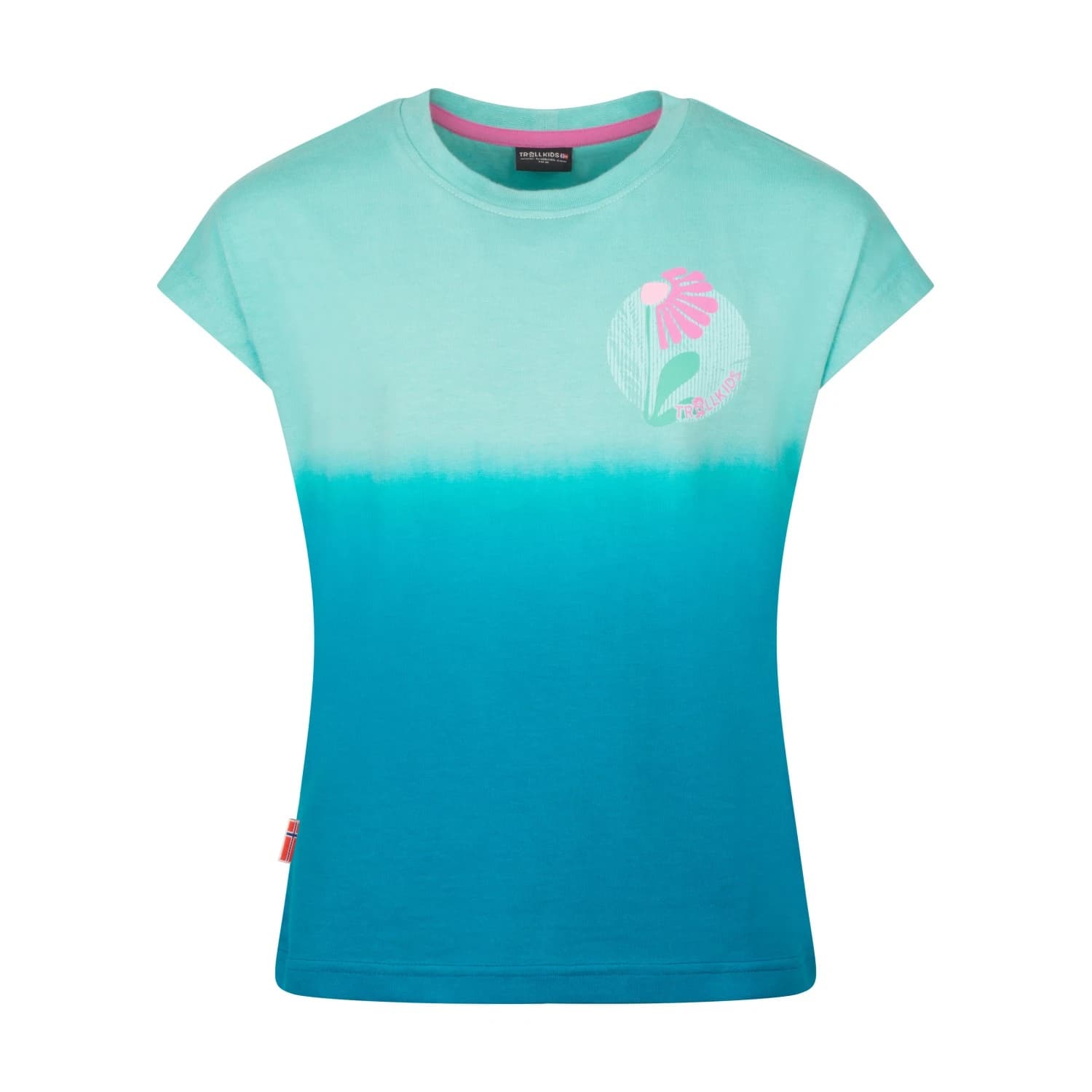 Детска тениска Trollkids Girl's Yttersand Beach T T-shirt - Aqua Haze / Harbor Blue