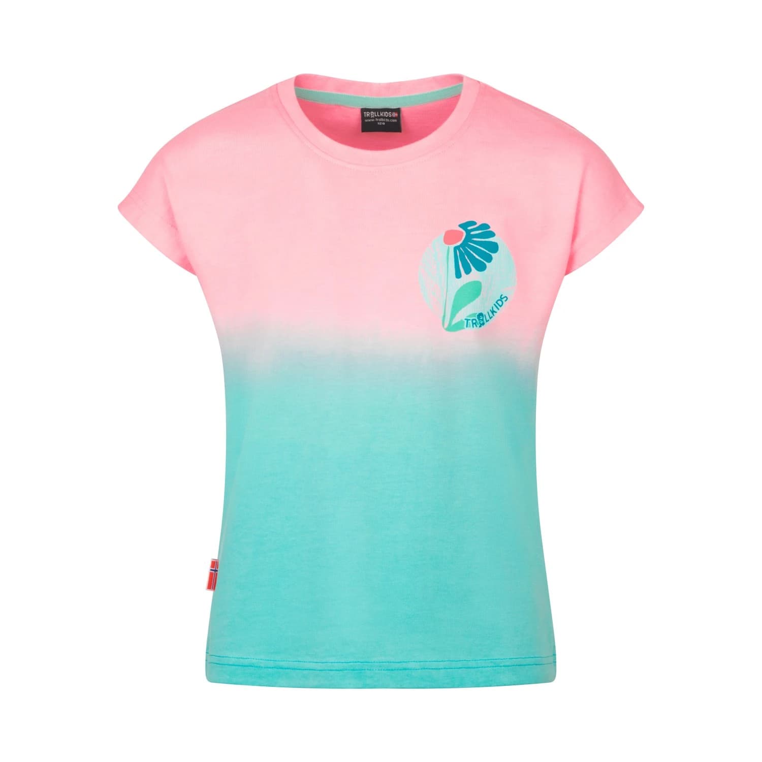 Детска тениска Trollkids Girl's Yttersand Beach T T-shirt - Peony Rose / Aqua