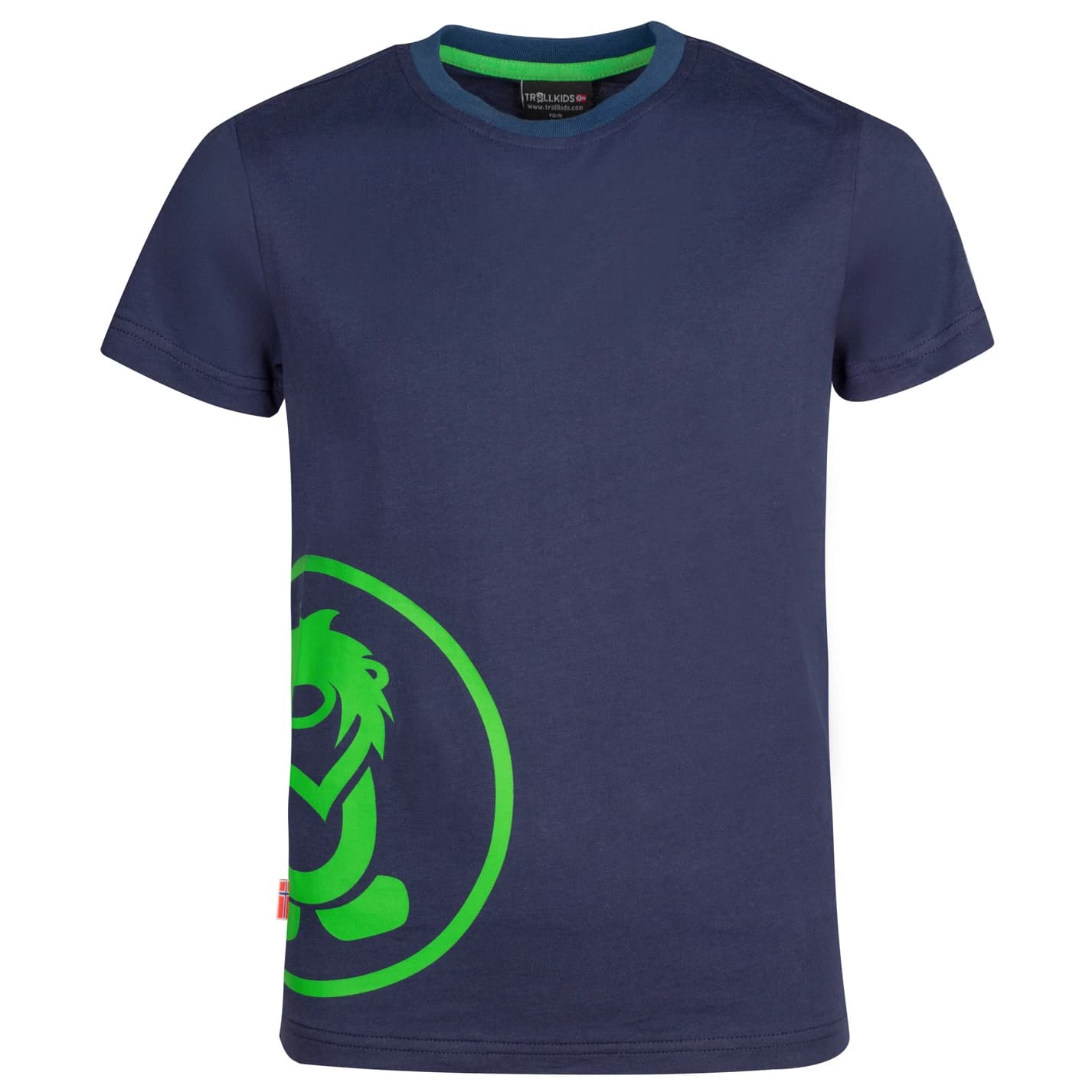 Детска тениска Trollkids Kid's Kroksand T T-shirt - Navy / Viper Green