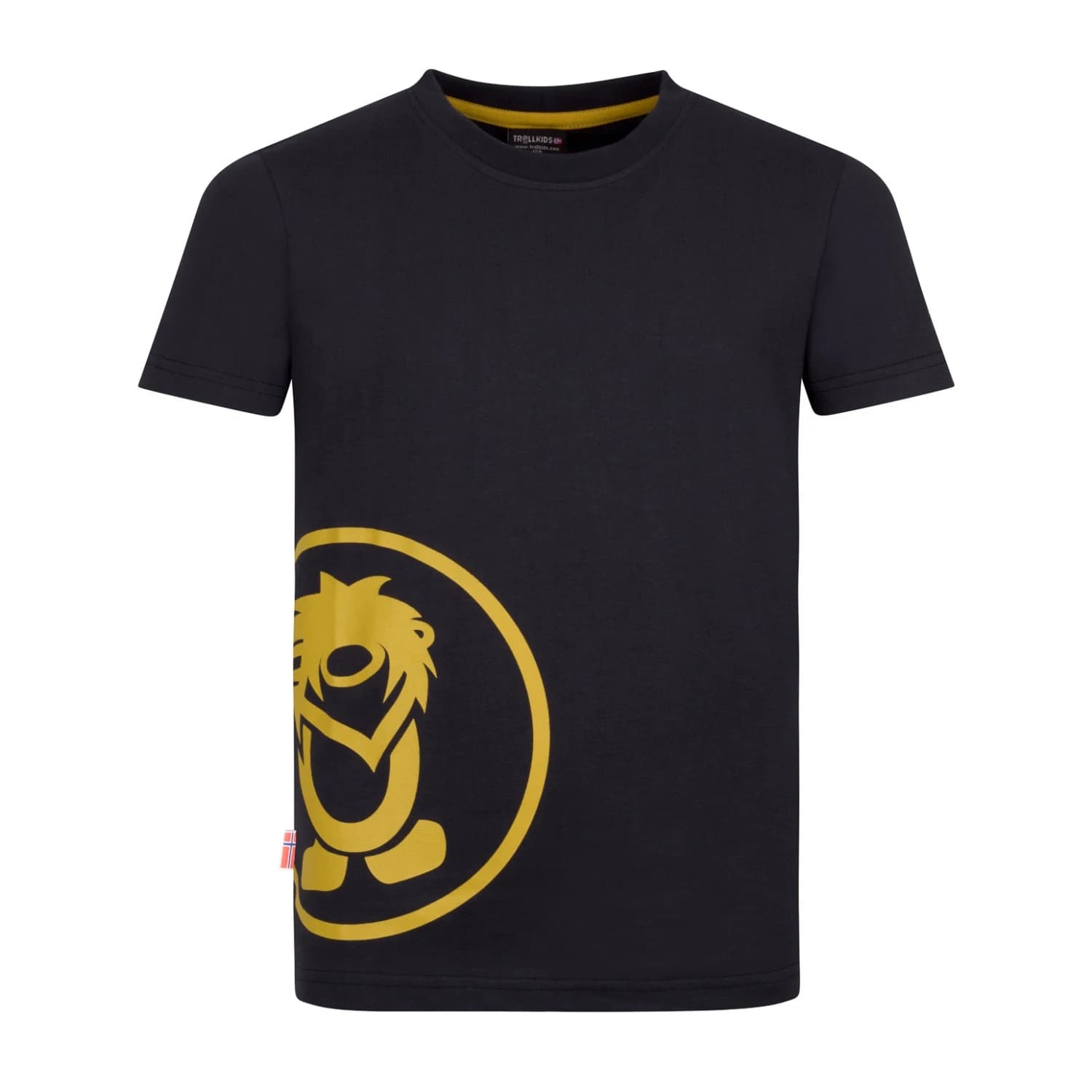 Детска тениска Trollkids Kid's Kroksand T T-shirt - Black / Mustard
