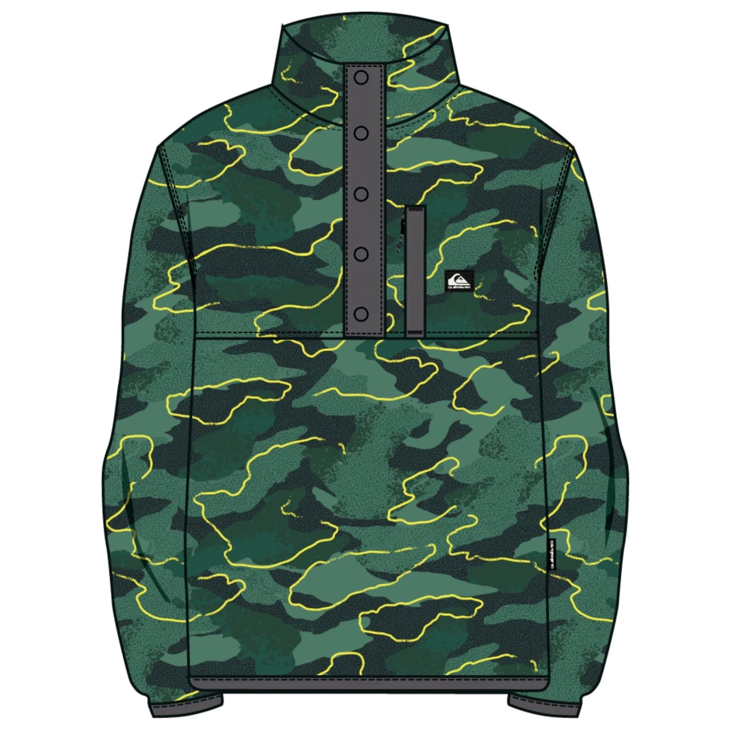 Детски поларен пуловер Quiksilver Kid's No Destination Half Snap Fleece jumper - Trekking Green / Camostrokes