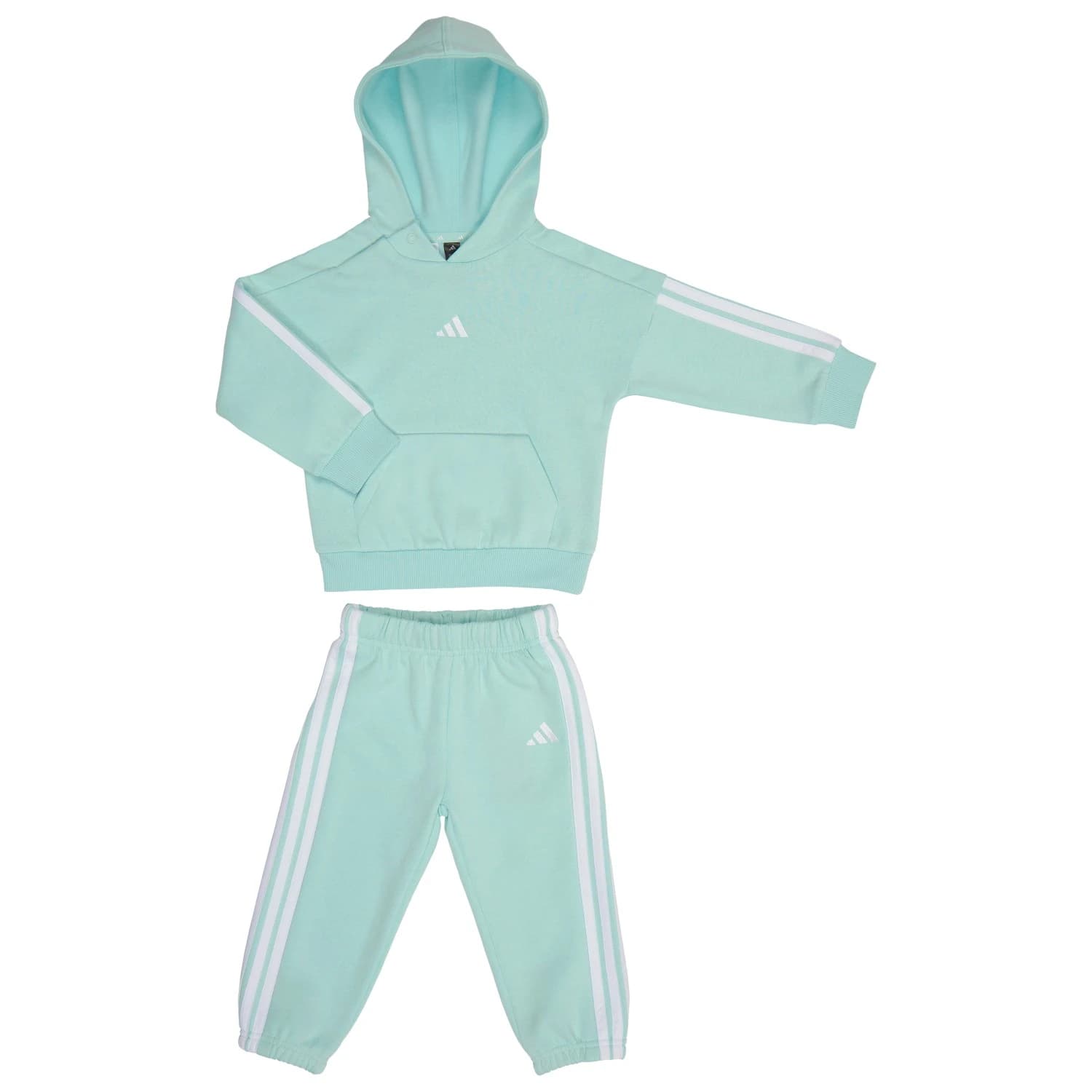Детско яке за тренировка Adidas Kid's 3-Stripes Fleece Hoody Jogger Training jacket - Halo Mint / White