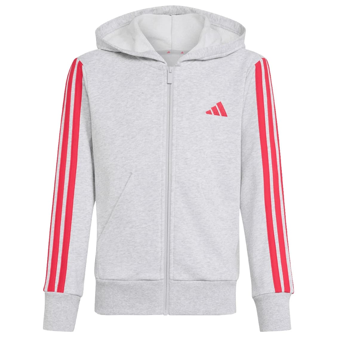 Детски суичър adidas Kid's Essentials Full Zip Hoodie - Light Grey Heather / Power Pink