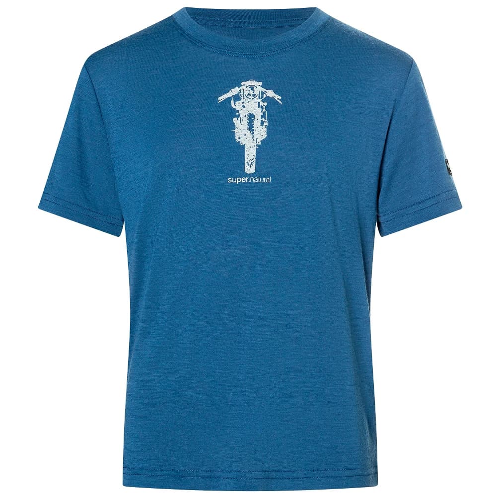 Детска мериносова блуза Super.natural Kid's Scrambler Tee Merino shirt - Ocean Blue / Feather Grey