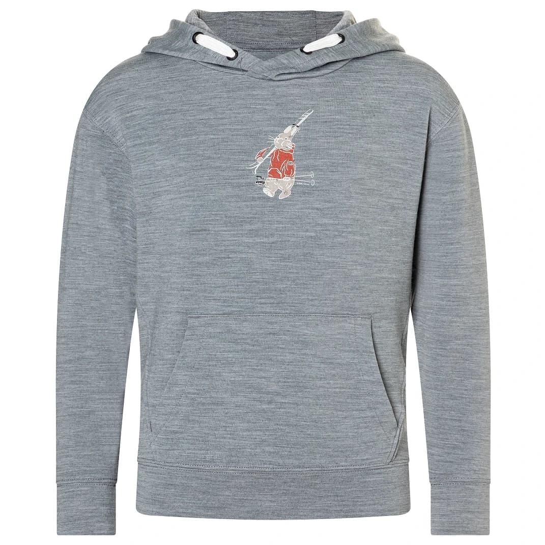 Детски вълнен пуловер Super.natural Kid's Ski Bunny Hoodie - Cashmere Grey Melange / Various