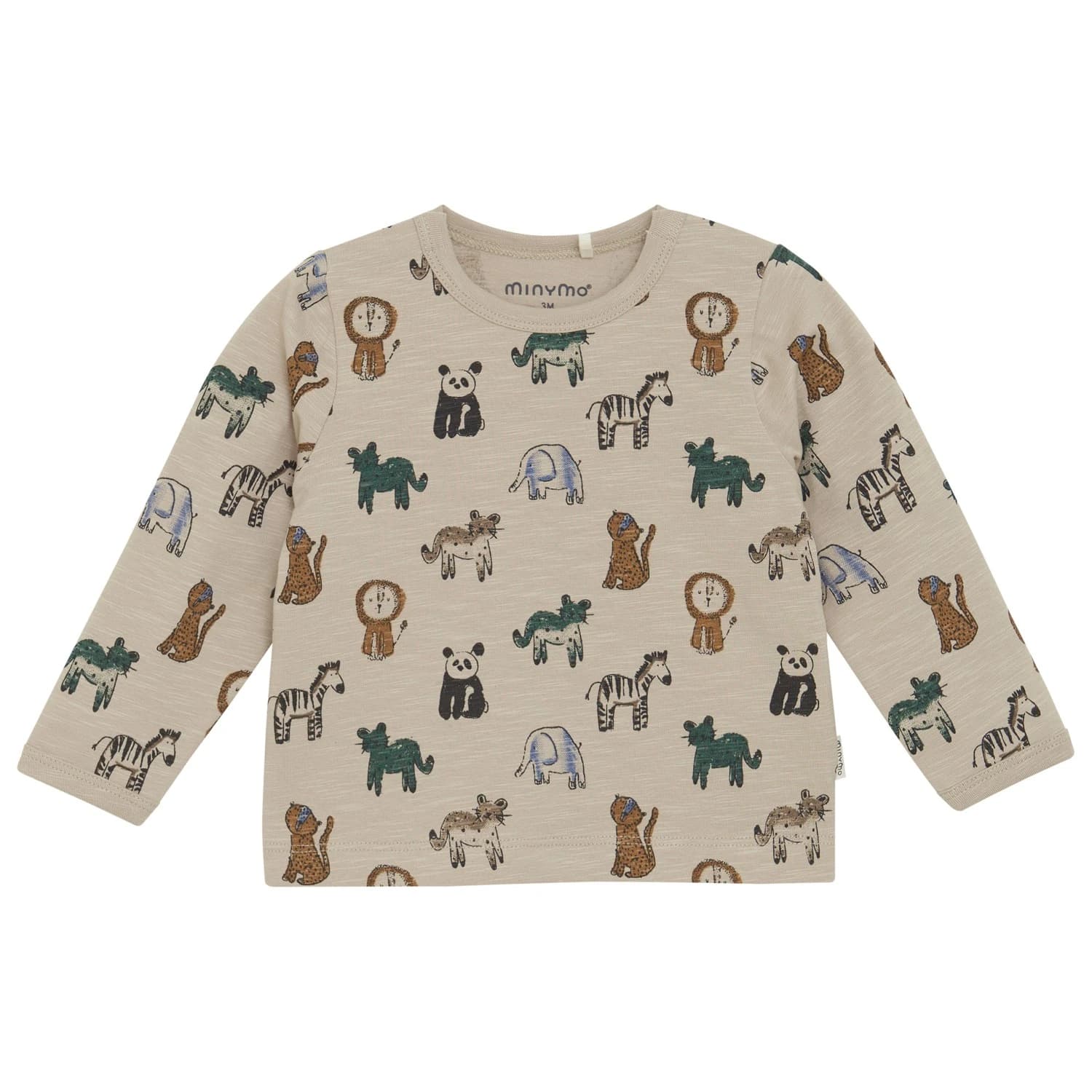 Детска блуза с дълъг ръкав Minymo Kid's T-Shirt L/S AOP Longsleeve - Oxford Tan / Animals