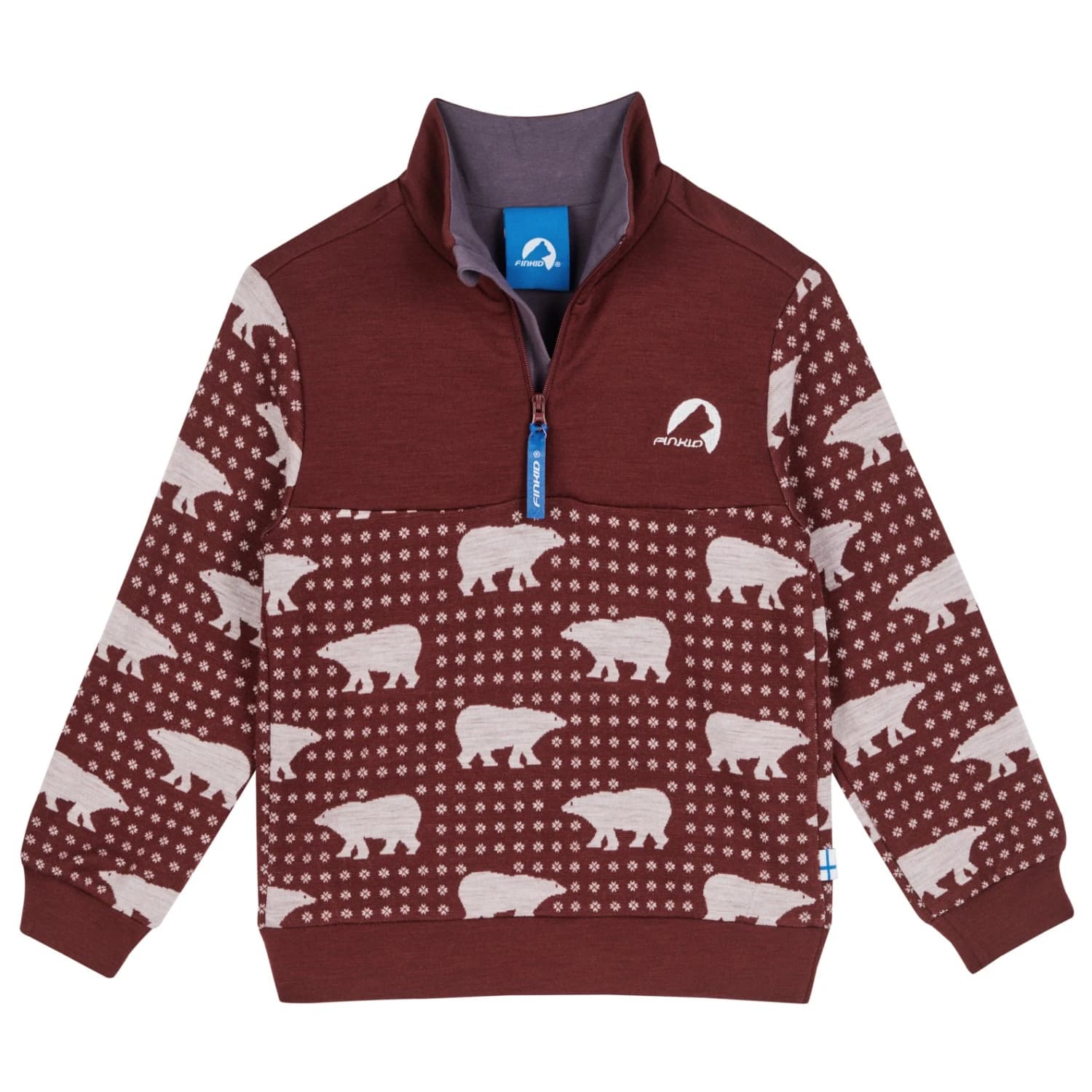 Детски вълнен пуловер Finkid Kid's Masi Nordik Wool jumper - Cranberry