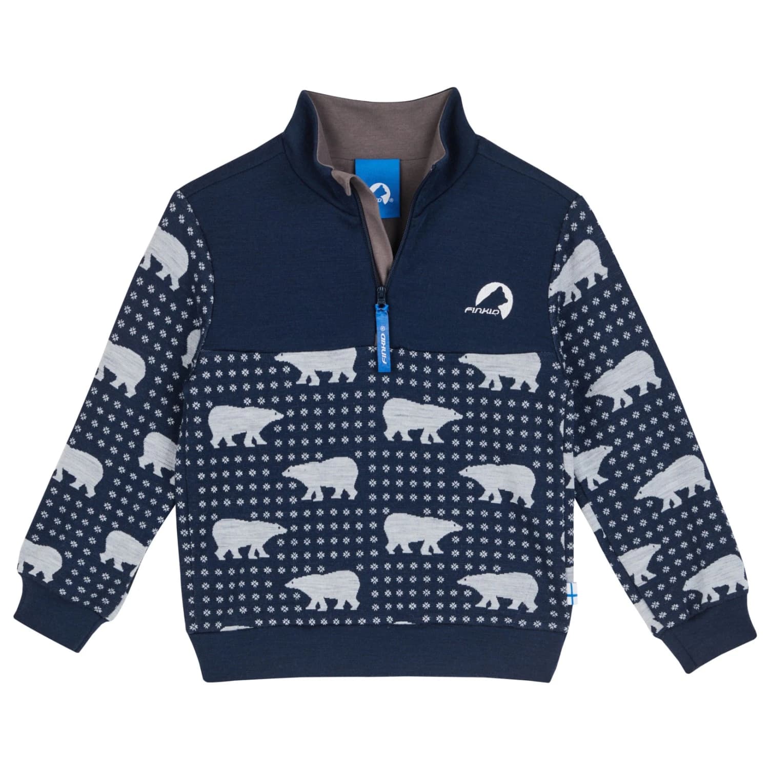 Детски вълнен пуловер Finkid Kid's Masi Nordik Wool jumper - Navy