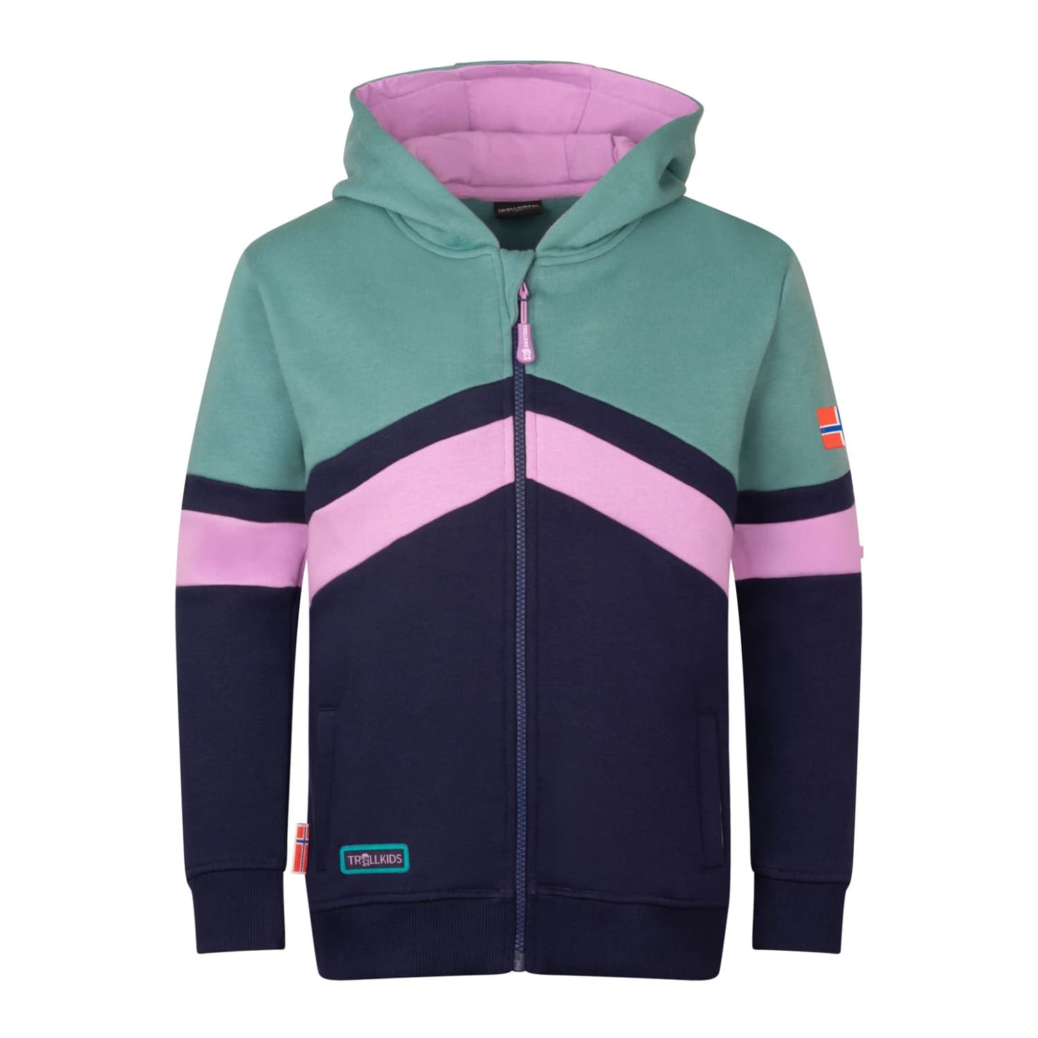 Детско яке за тренировка Trollkids Girl's Flekkefjord Jacket Training jacket - Deep Violet / Dusty Teal / Light Violet