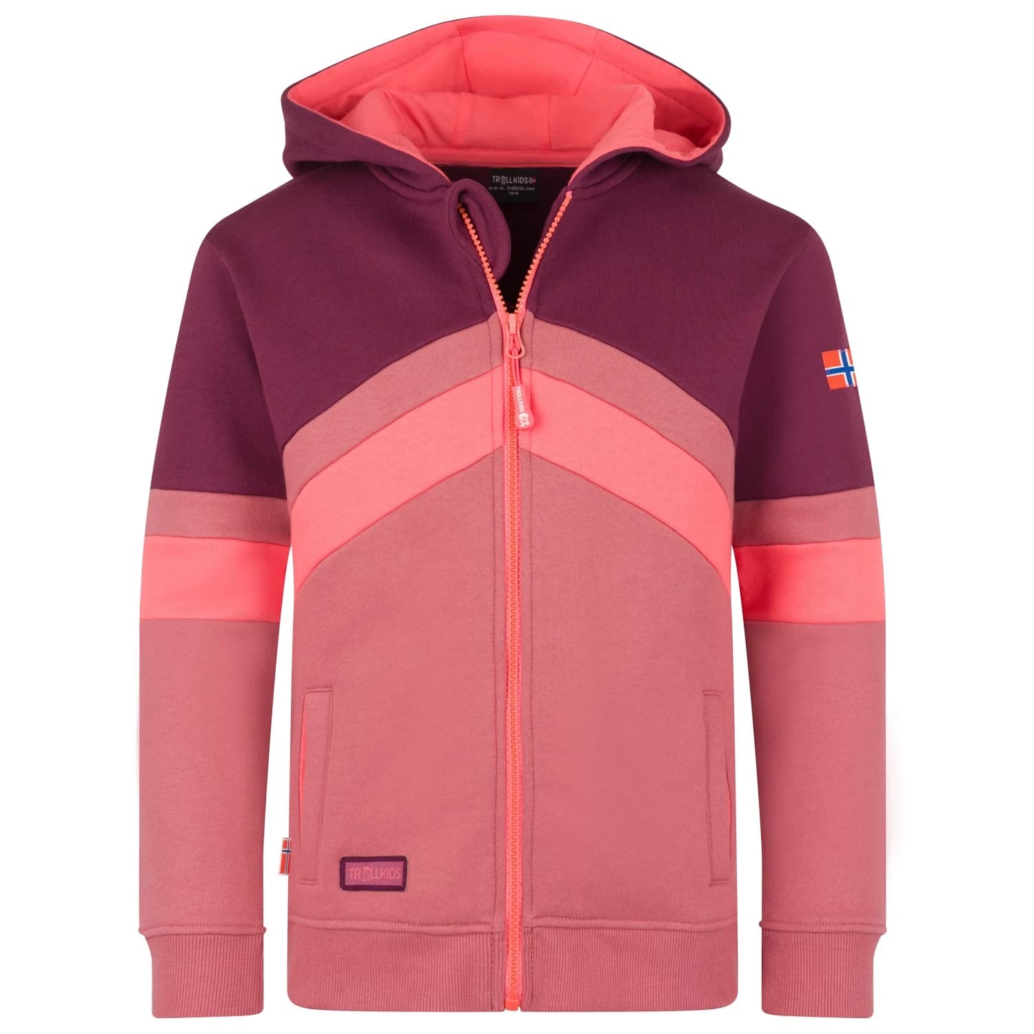 Детско яке за тренировка Trollkids Girl's Flekkefjord Jacket Training jacket - Frozen Berry / Deep Ruby / Pink Salmon