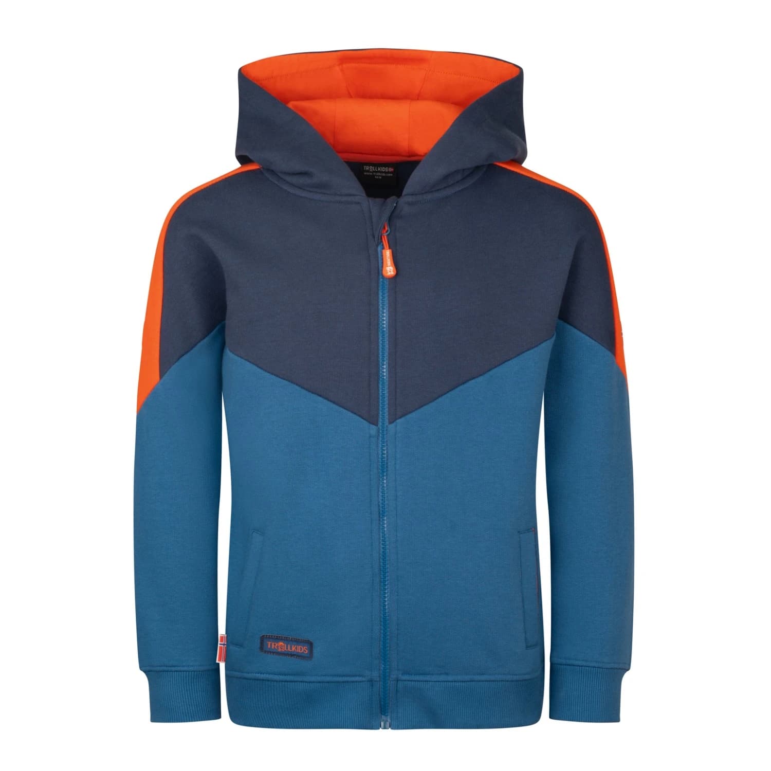 Детско яке за тренировка Trollkids Kid's Flekkefjord Jacket Training jacket - Nordic Blue / Mystic Blue / Flame Orange