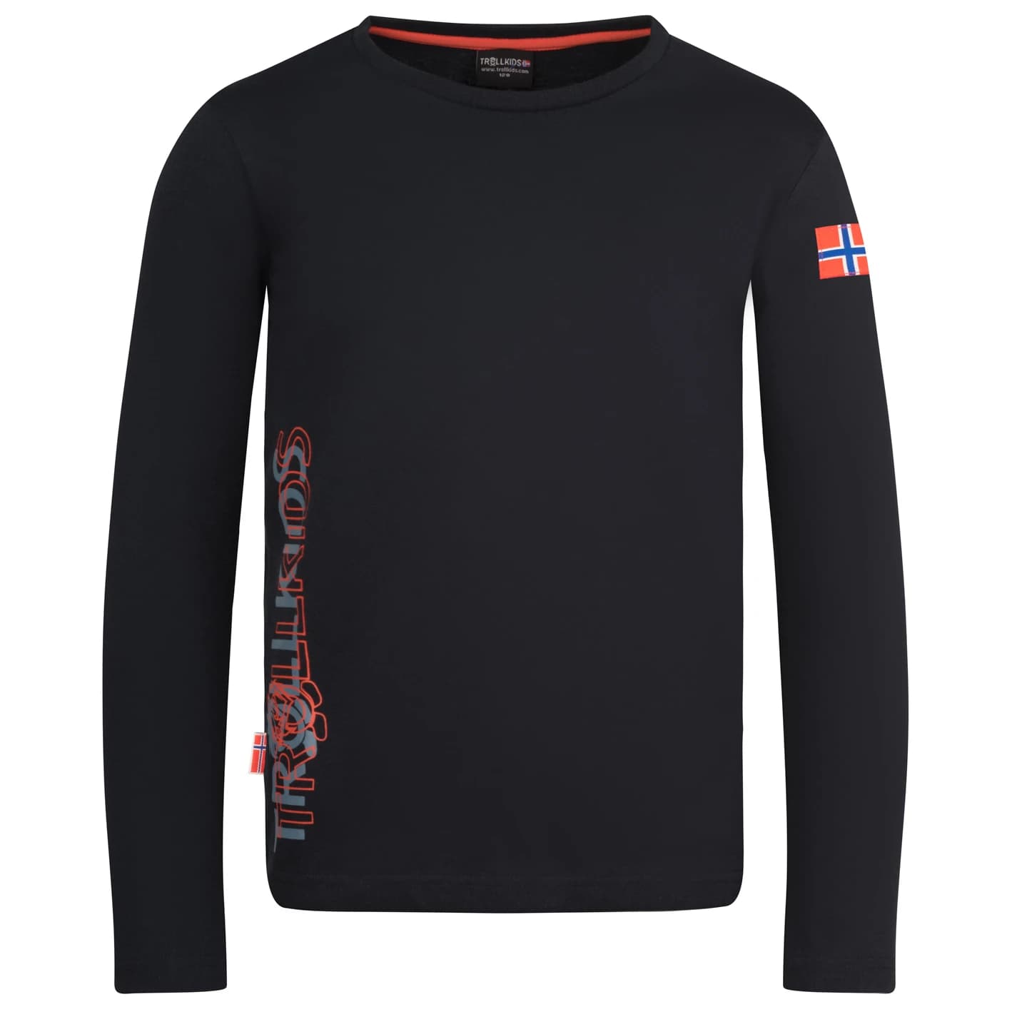 Детска блуза с дълъг ръкав Trollkids Kid's Stavanger Longsleeve XT Longsleeve - Black / Burnt Orange