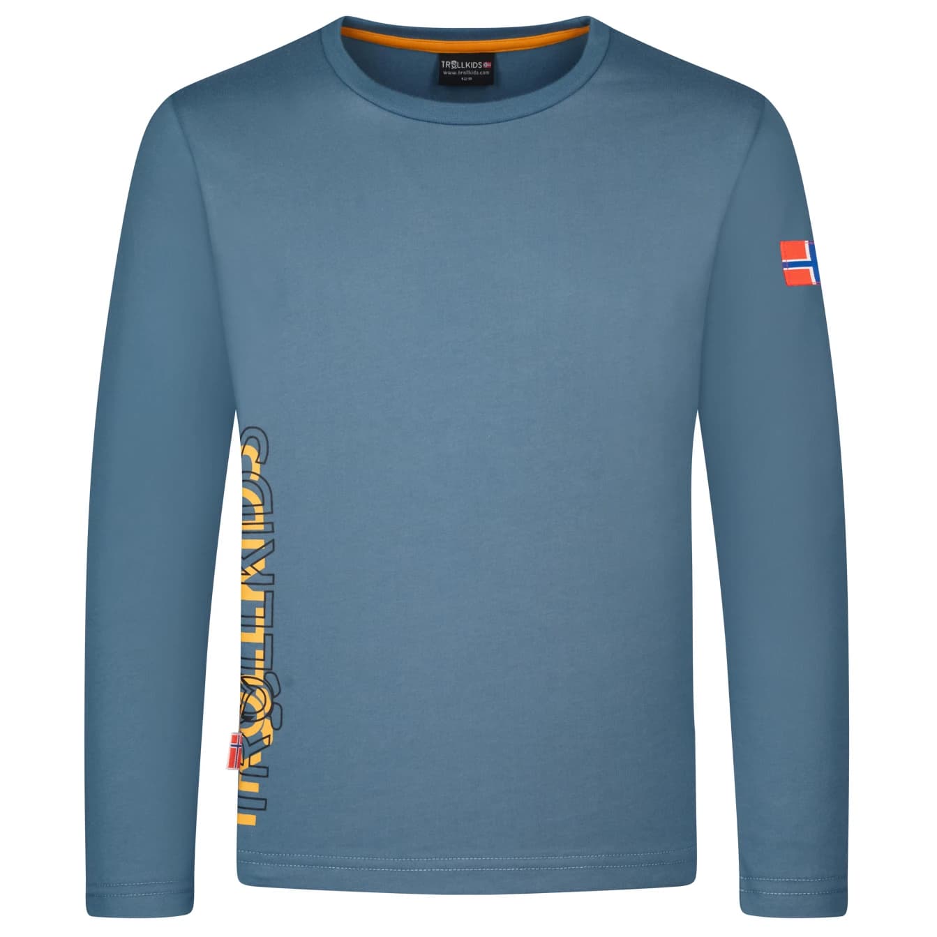 Детска блуза с дълъг ръкав Trollkids Kid's Stavanger Longsleeve XT Longsleeve - Steel Blue / Black / Mango