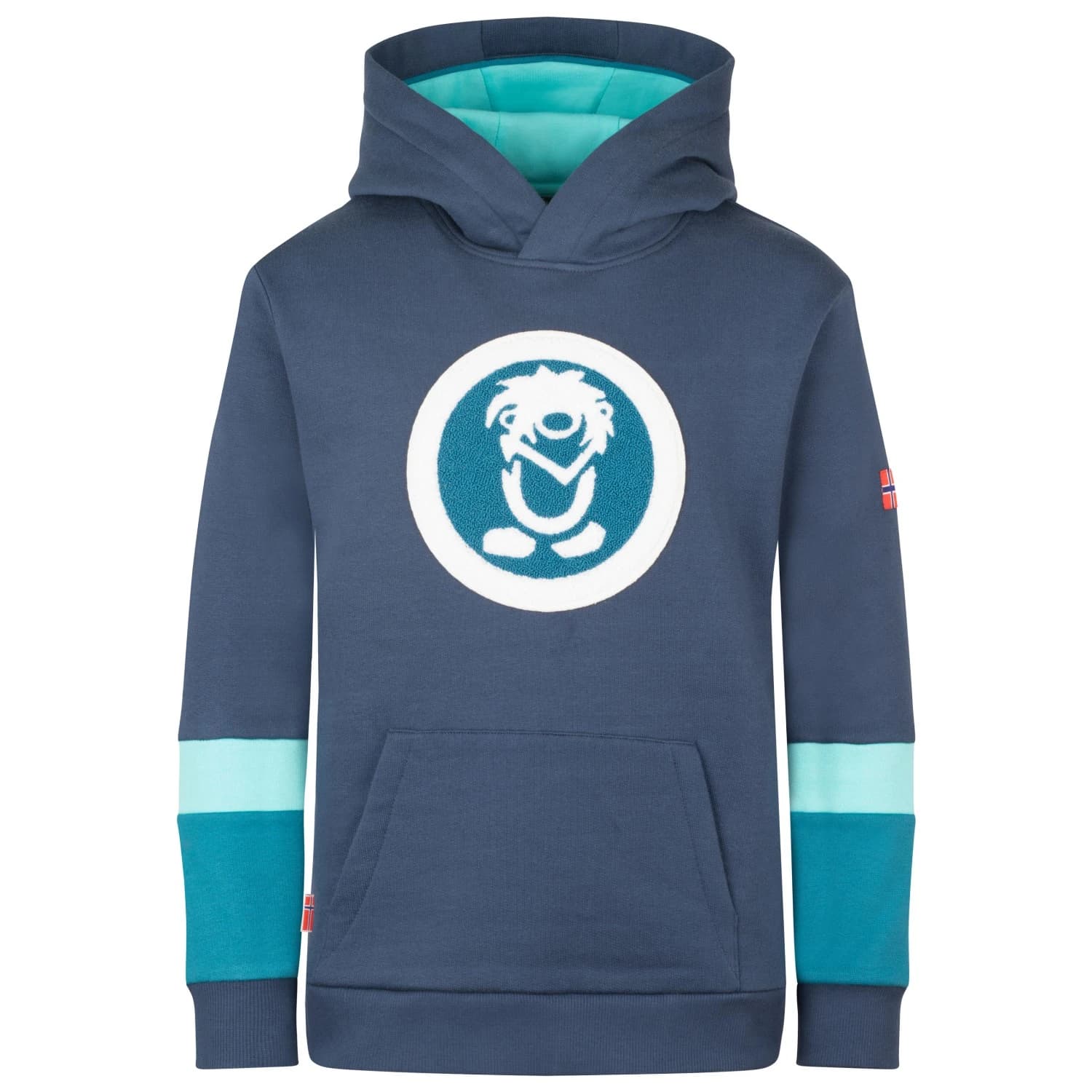 Детски суичър Trollkids Kid's Troll Sweater XT Hoodie - Mystic Blue / Dark Marine / Arctic Blue