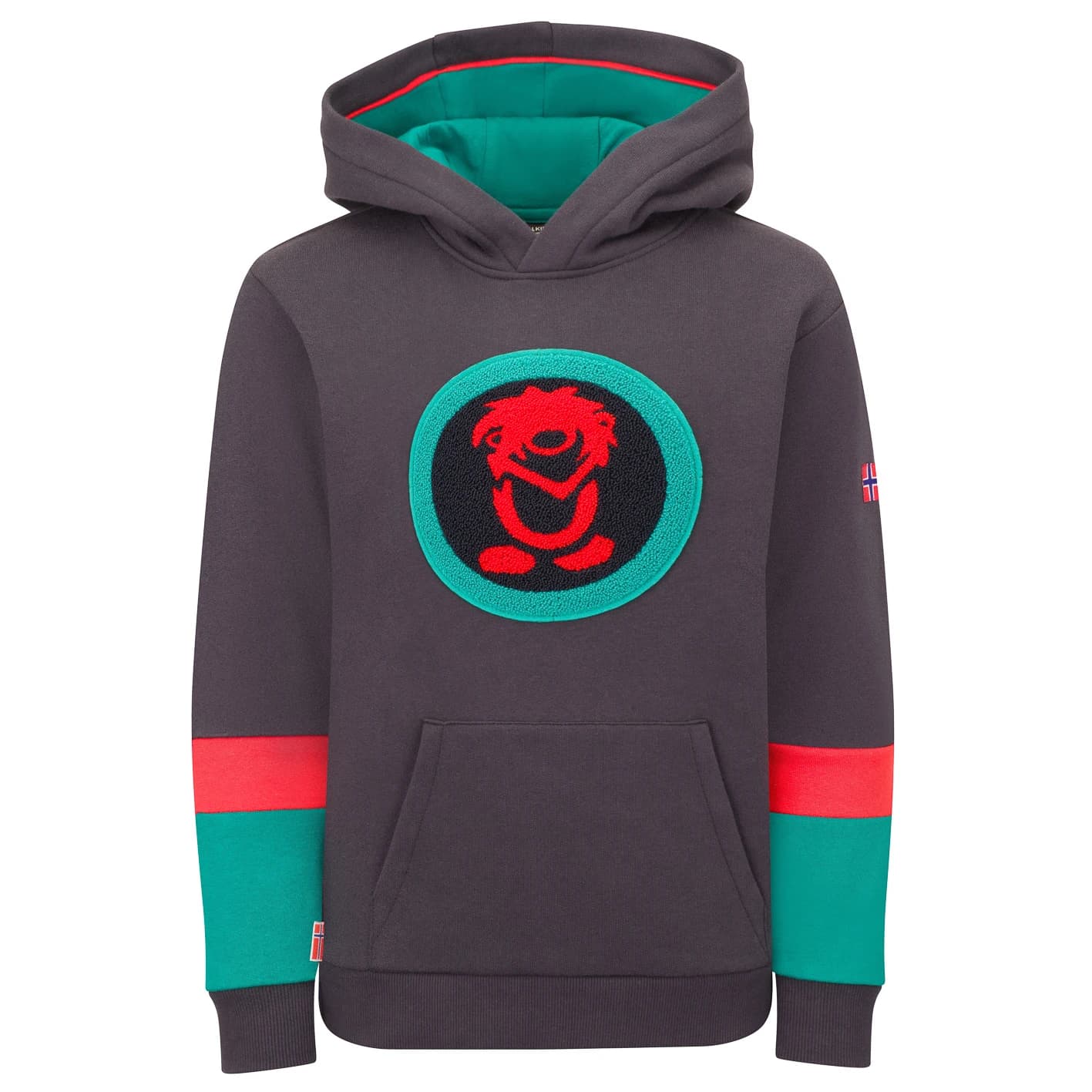 Детски суичър Trollkids Kid's Troll Sweater XT Hoodie - Black / Dark Cyan / Chili Red