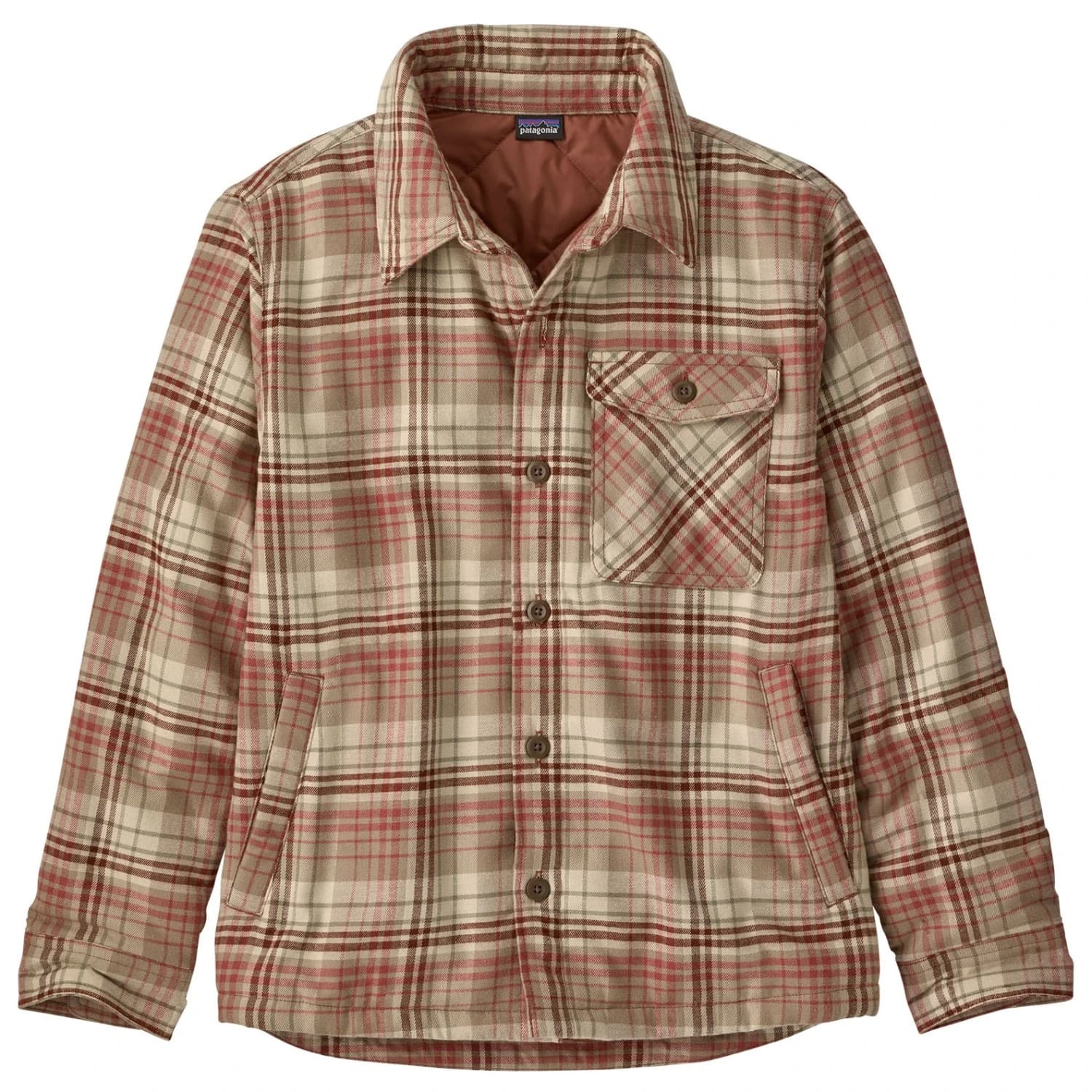 Детска риза с копчета Patagonia Kid's Lightweight Insulated Fjord Jacket Shirt - River Plaid: Potters Red