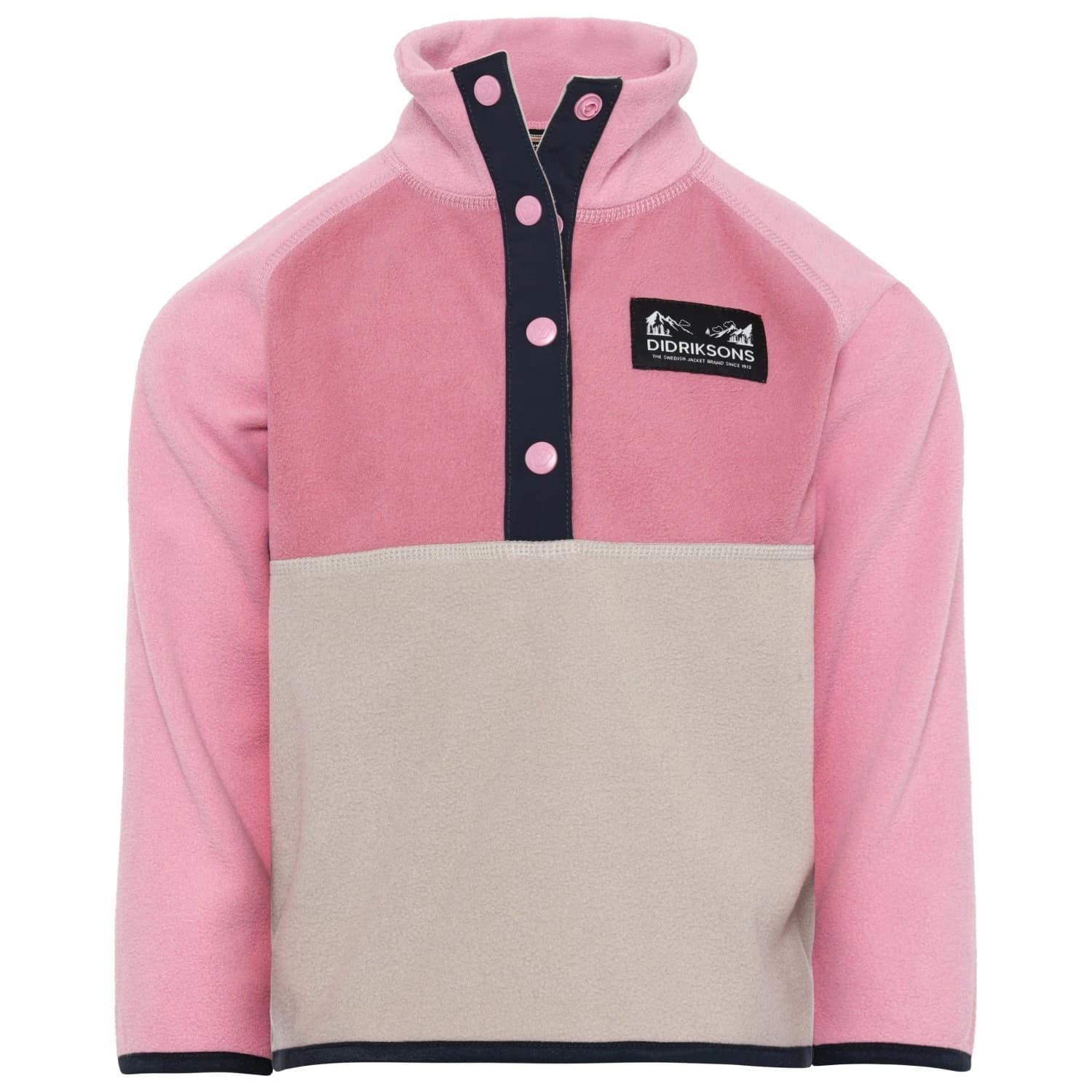 Детски поларен пуловер Didriksons Kid's Monte Half Buttoned 5 Fleece jumper - Heather Pink
